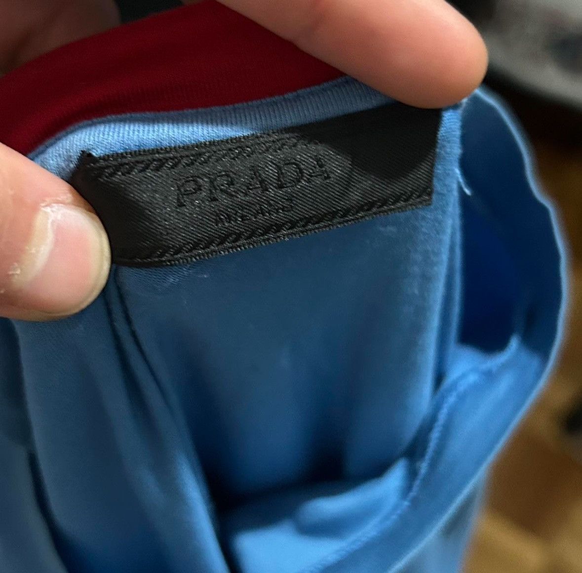 Prada Prada SS18 Blue T-Shirt w/ Rubber Logo Patch Size US S / EU 44-46 / 1 - 3 Thumbnail