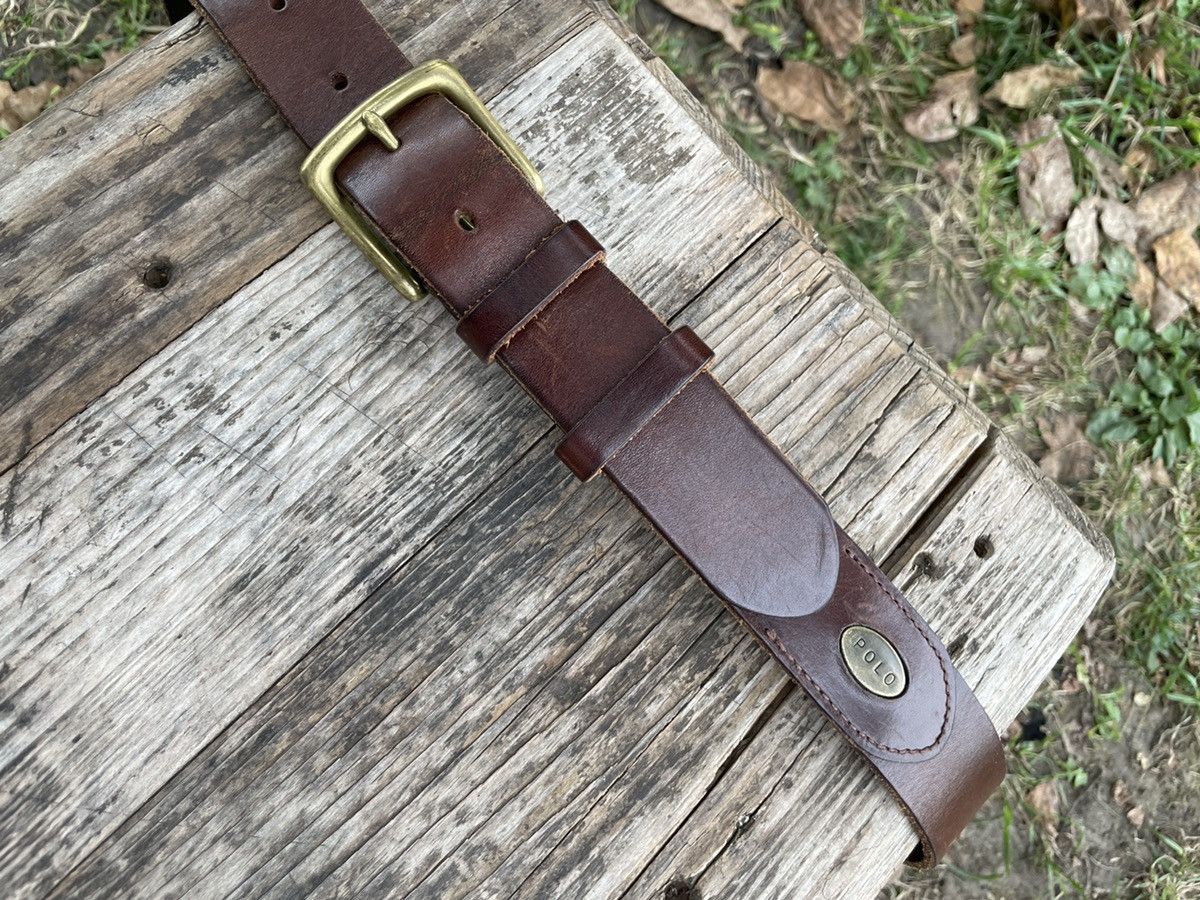 Polo Ralph Lauren Vintage Polo Ralph Lauren Leather Belt Solid Brass Size 32 - 18 Thumbnail
