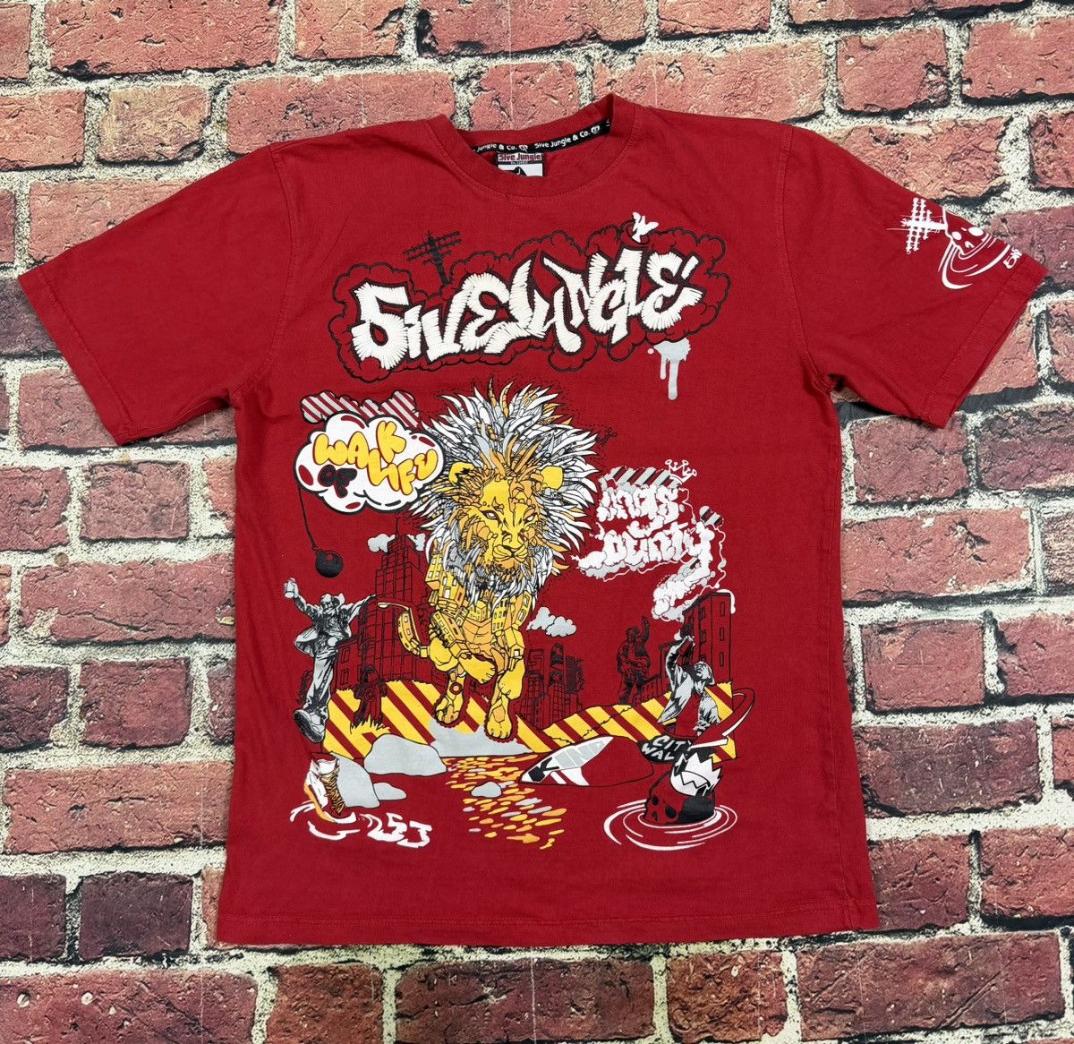 Other Vintage 5ive Jungle T Shirt Red Graphic Hip Hop Skate Y2K Size US L / EU 52-54 / 3 - 1 Thumbnail