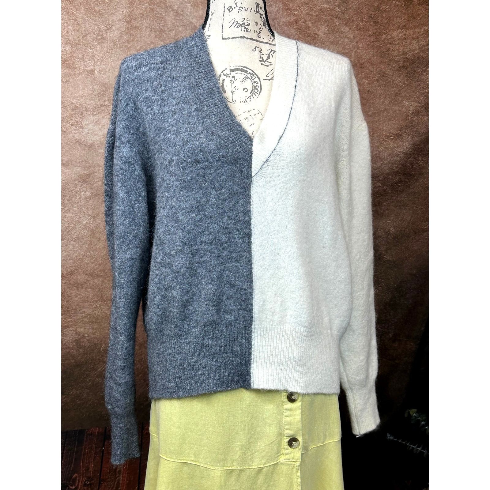 Other V Neck Sweater Two Tone Alpaka Bartolini Made in Italy L Size L / US 10 / IT 46 - 7 Thumbnail