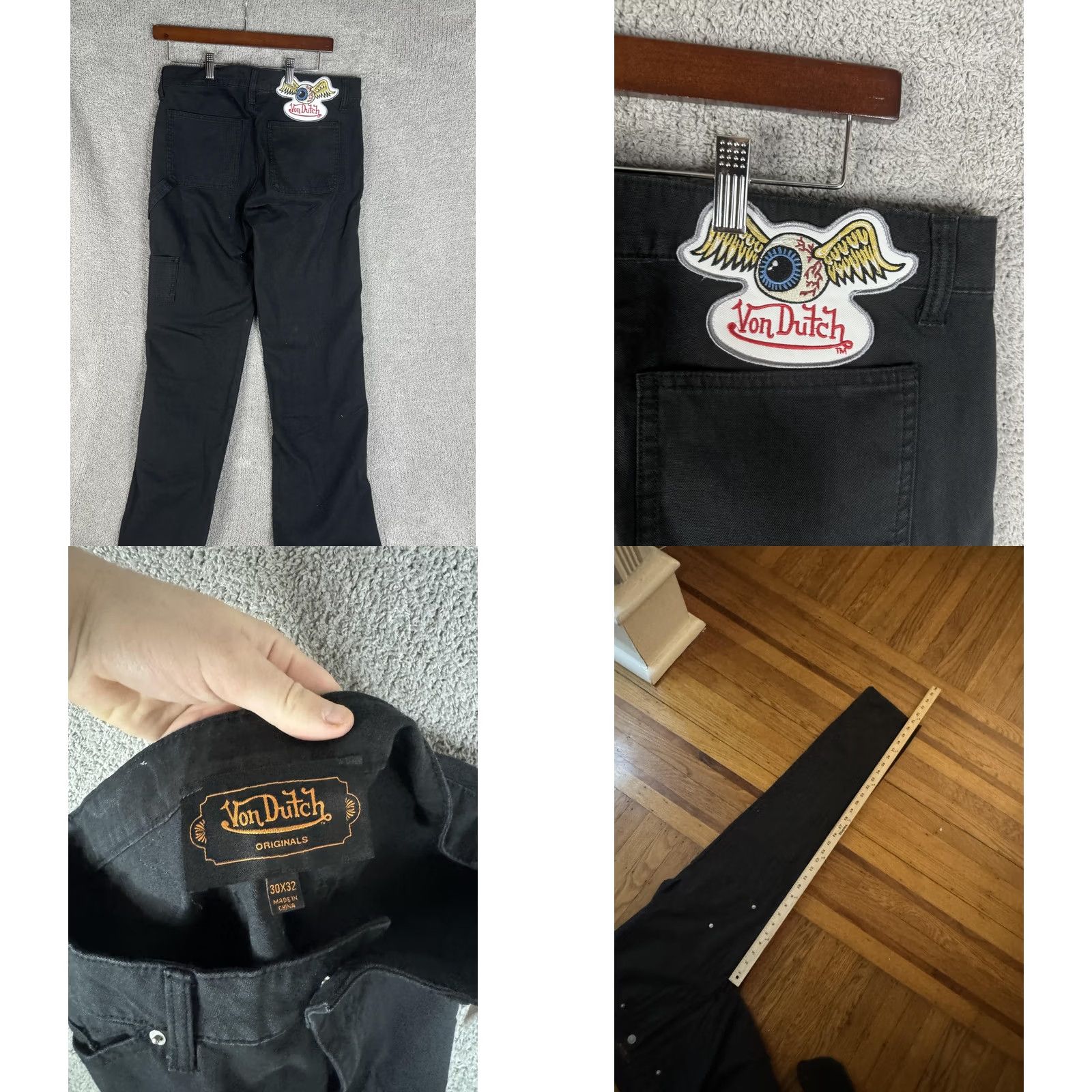 Von Dutch VON DUTCH Jeans Mens 30x32 Black Carpenter Workwear Logo Jeans Streetwear Size US 30 / EU 46 - 10 Thumbnail