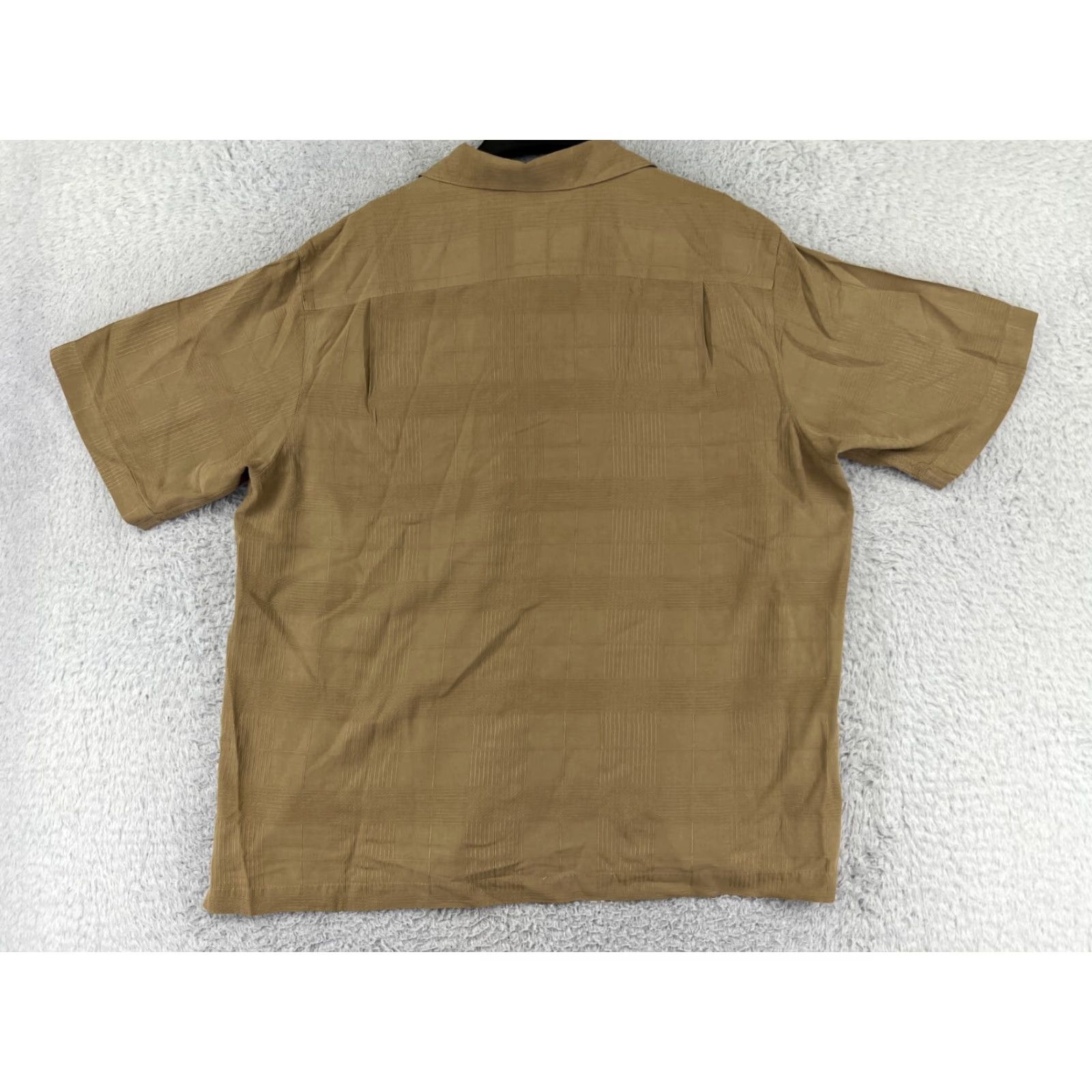 Vintage Caribbean Men's Large Beige Short Sleeve Button-Up Shirt Geometric Pattern 100% Silk Aloha Outdoor Size US L / EU 52-54 / 3 - 2 Thumbnail
