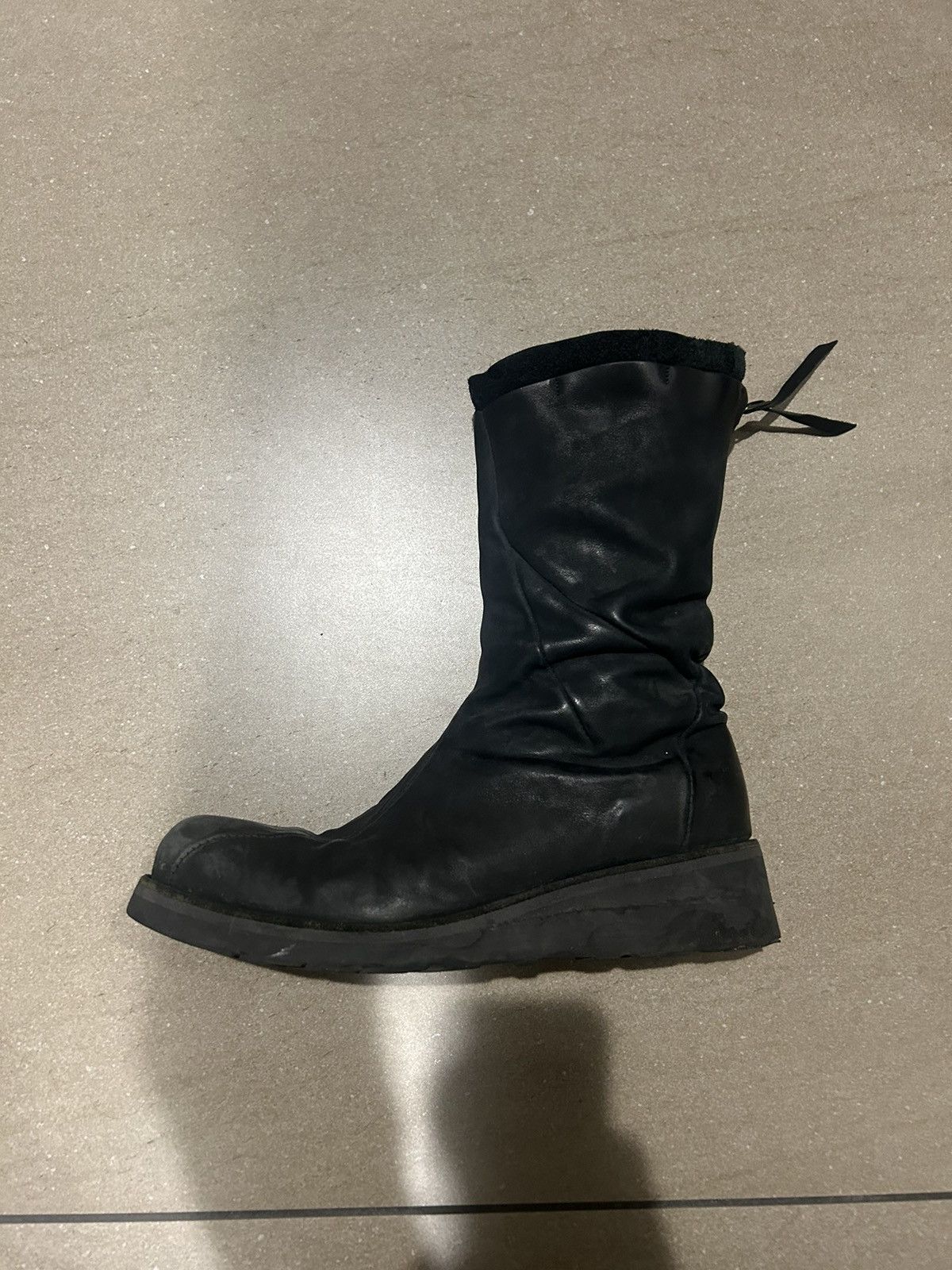 image of Leon Emanuel Blanck Horsehide Asymmetrical Moto Boots in Black, Men's (Size 12)