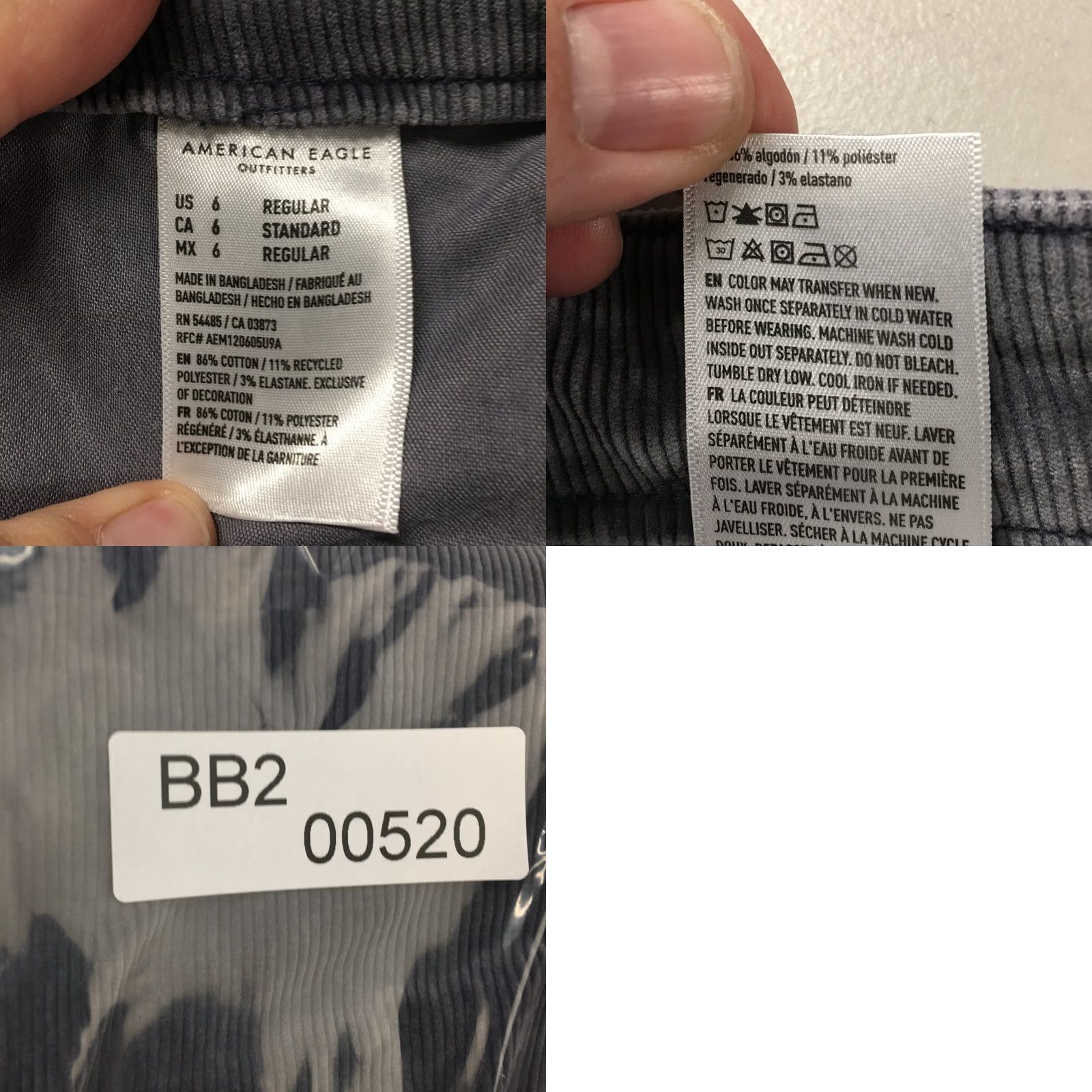 American Eagle Outfitters American Eagle Pants Womens 6 Regular Gray Corduroy Slim Leg Stretch Mid Rise Size 28" / US 6 / IT 42 - 10 Thumbnail