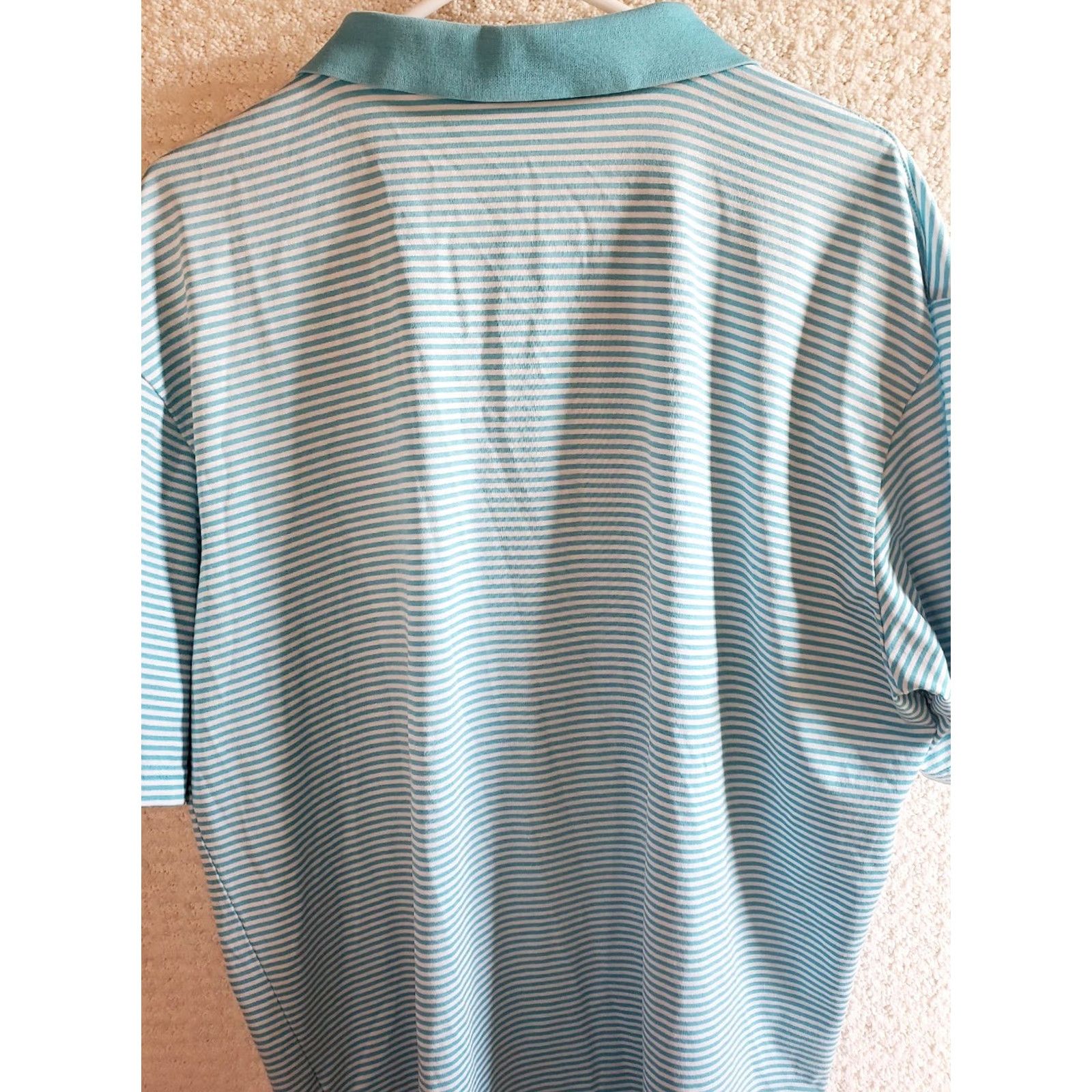 Vintage McIlhenny Dry Goods Polo Shirt Mens XL Blue White Striped 50 Chest Short Sleeve Collared Logo Trim Golf Dataw Island Casual Activewear Shirt Size US XL / EU 56 / 4 - 6 Thumbnail