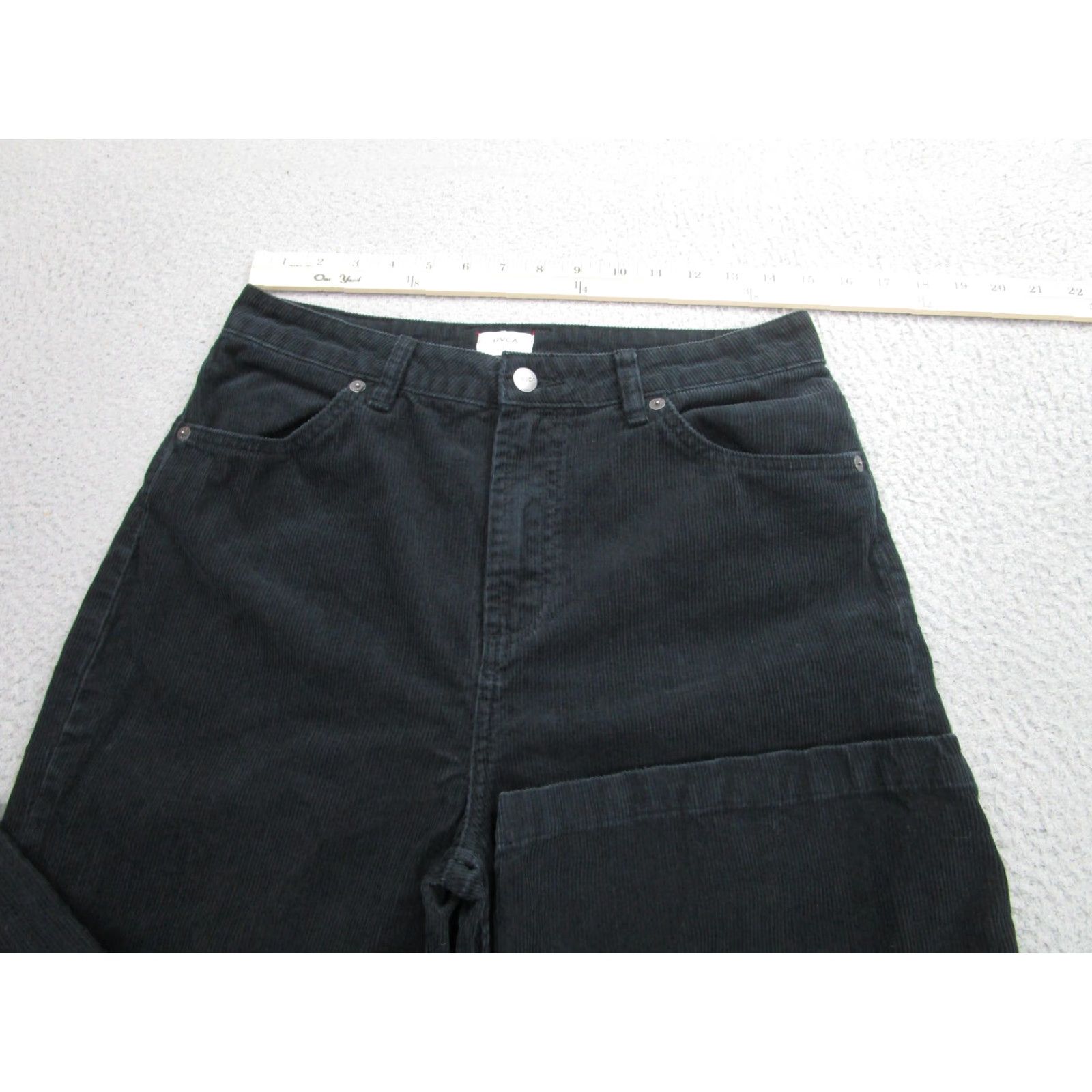 RVCA RVCA Pants Womens 27 Black Corduroy Straight Leg 5 Pocket Zip Fly Casual Surf Size 27" / US 4 / IT 40 - 3 Thumbnail