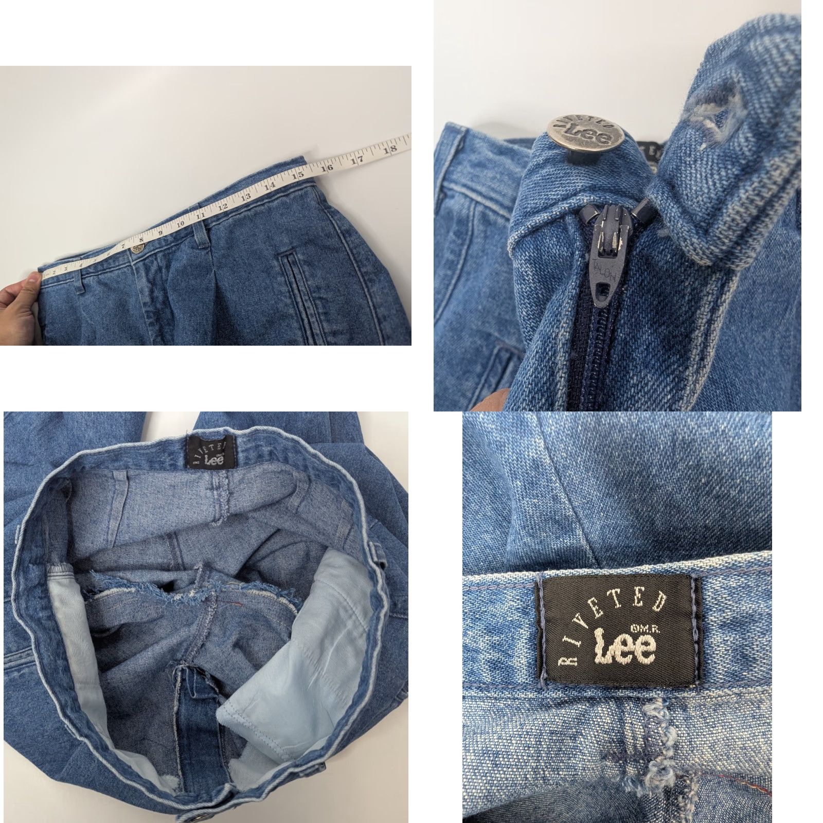 Lee VINTAGE Lee Pleated High Rise Denim Blue Jeans Women’s 14 Talon Zipper Size 36" / US 14 / IT 50 - 8 Thumbnail