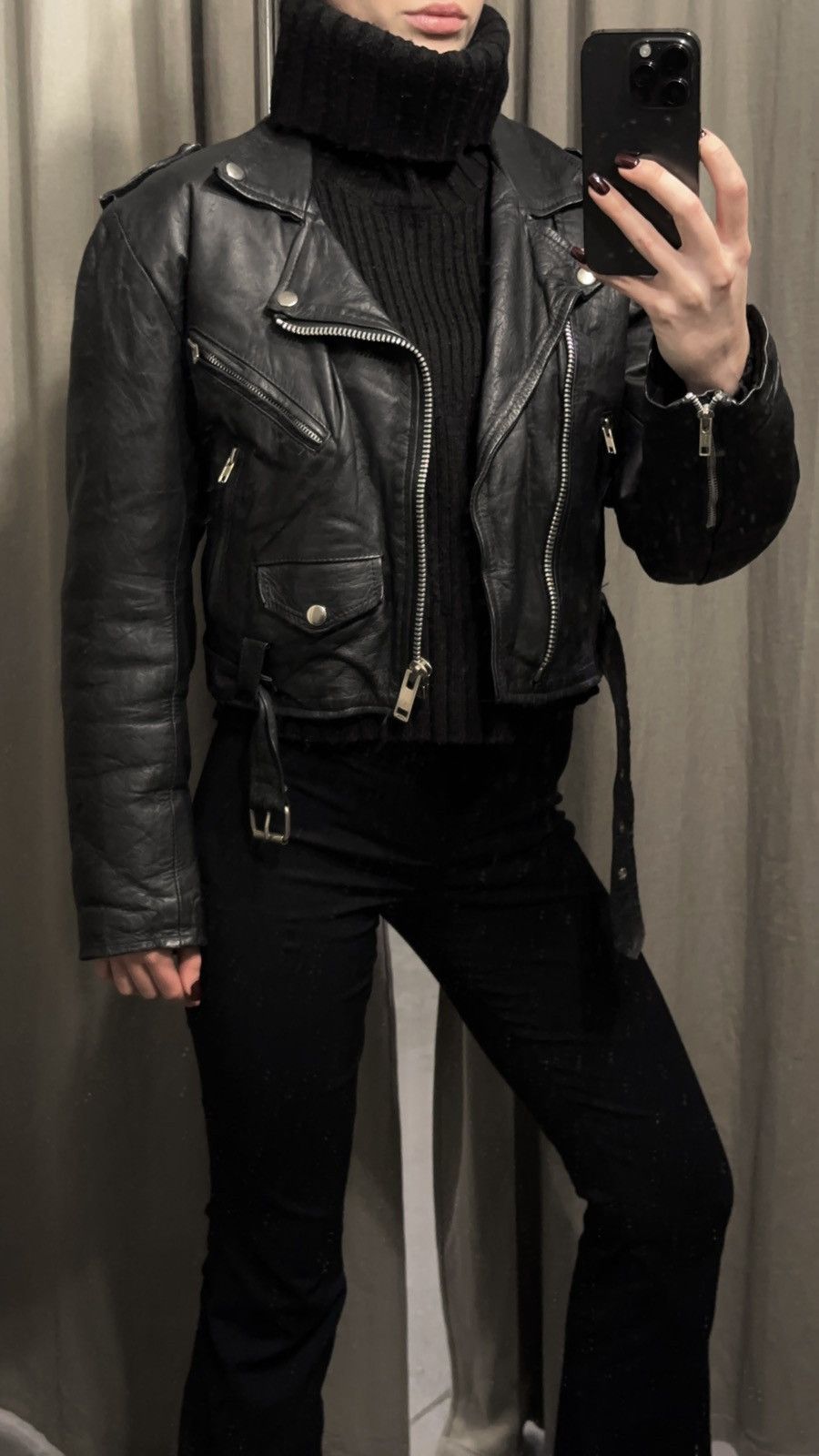 Vintage Western Cropped Leather Jacket Size S / US 4 / IT 40 - 2 Thumbnail