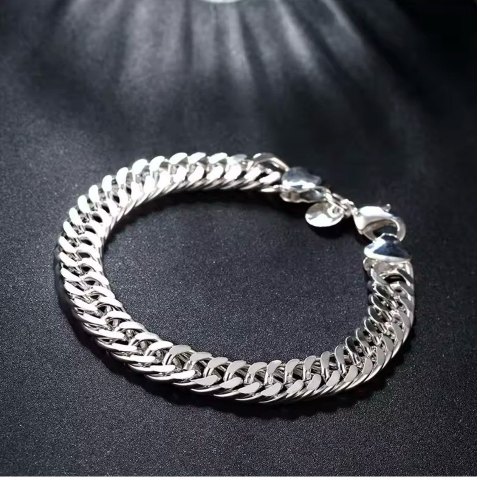 Other Silver Square Buckle 10MM Chain Mens Bracelet 8” inches Size ONE SIZE - 1 Thumbnail