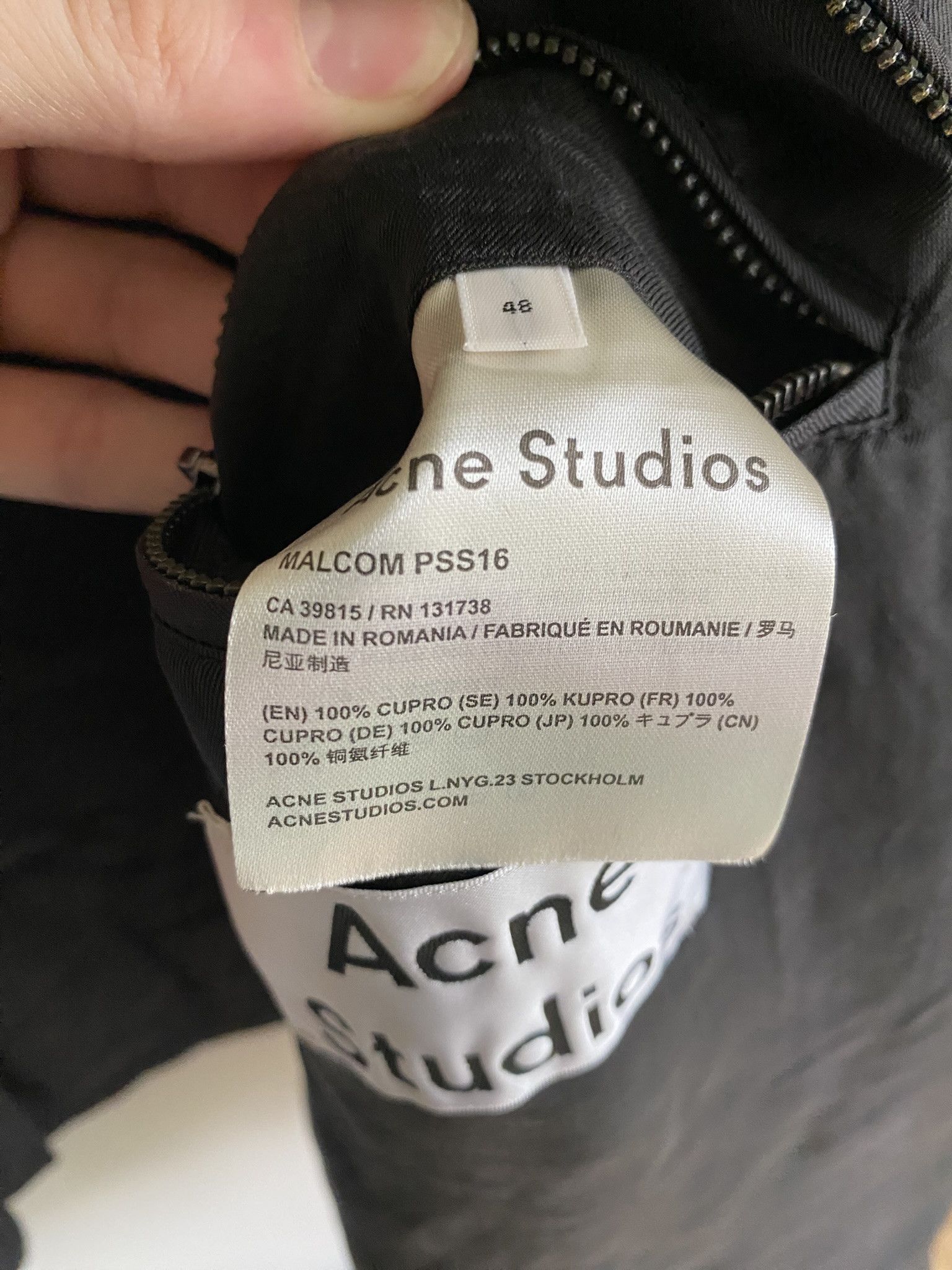 Acne Studios 48/M - Lightweight Zip Jacket - Silky Black Size US M / EU 48-50 / 2 - 7 Thumbnail