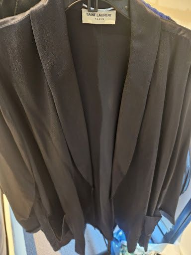 Saint Laurent Paris Saint Laurent Navy Satin Shawl Size US M / EU 48-50 / 2 - 5 Thumbnail