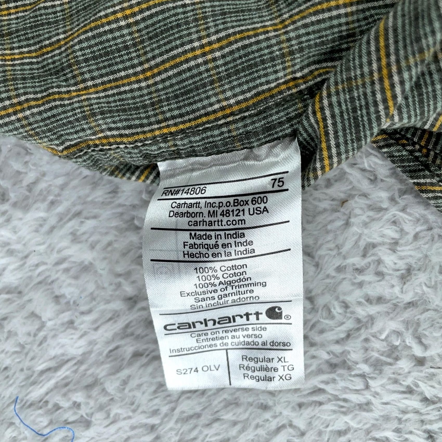 Carhartt Carhartt Plaid Shirt Mens XL Olive Green Short Sleeve Button-Up Pocket Size US XL / EU 56 / 4 - 8 Thumbnail