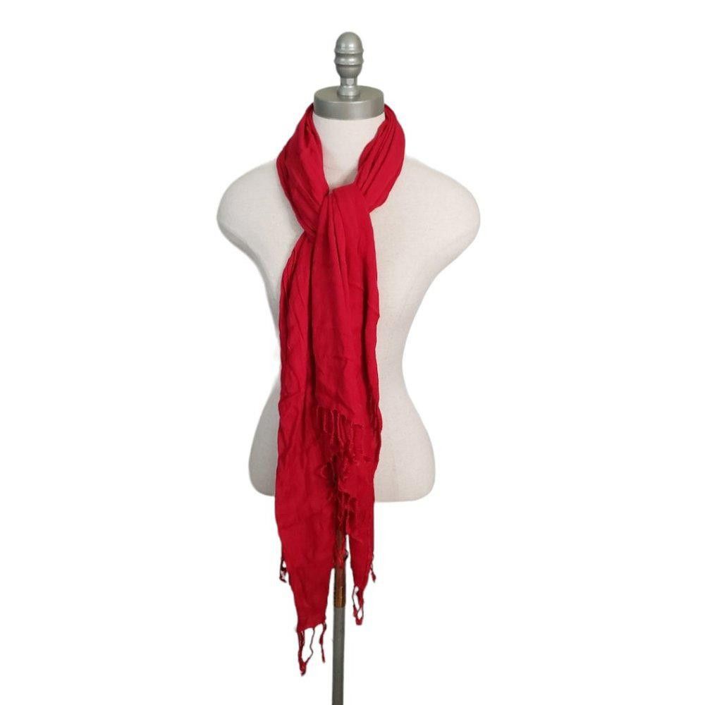 Designer CT849 Red Fringed Ladies Wrap Size ONE SIZE - 1 Thumbnail