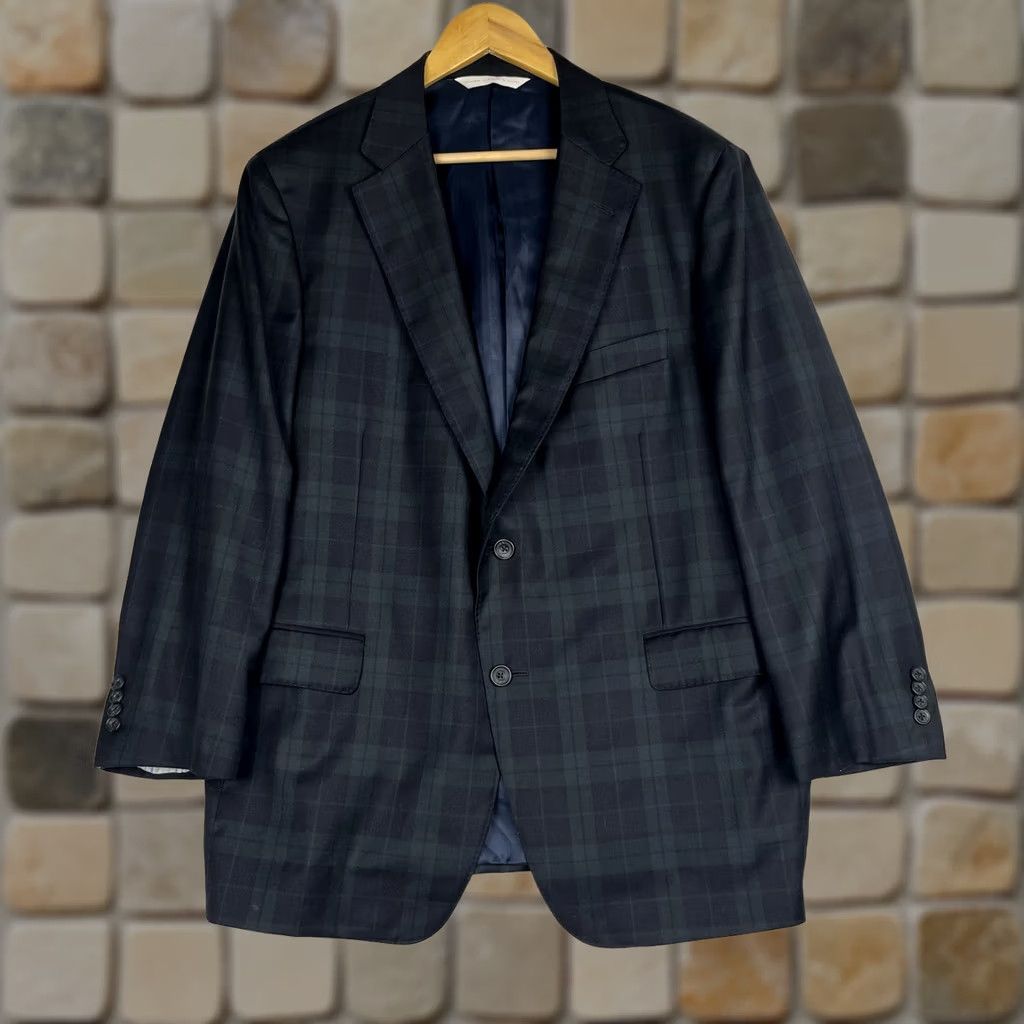 Loro Piana George Bass Jacket Mens 44 Loro Piana Wool Blazer 44R Black Watch Tartan Plaid Green Navy Size 44R - 1 Thumbnail