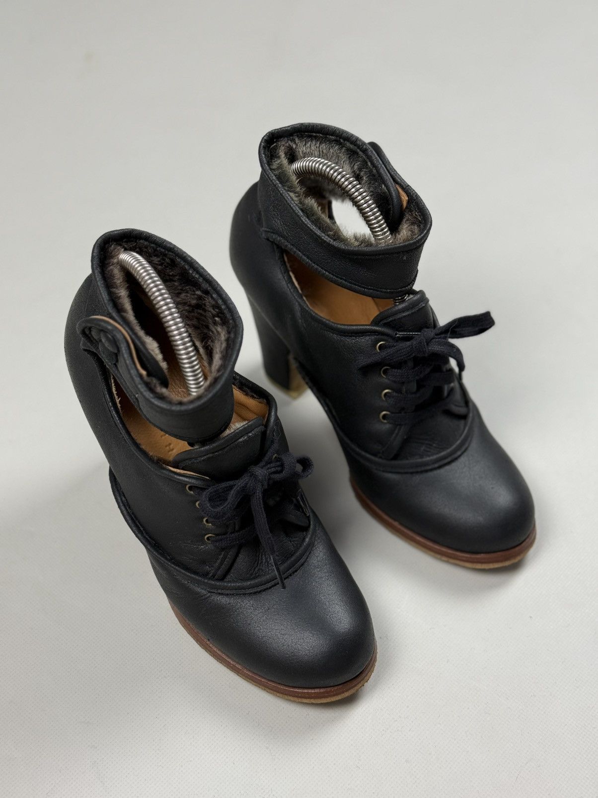 Other Chie Mihara Ladies Leather Heels Boots Fur Lined Size 38.5 Size US 8.5 / IT 38.5 - 2 Thumbnail
