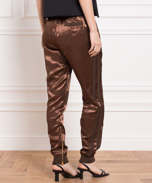 Tom Ford o1w1db10225 PAW442 Satin Joggers in Brown Size 30" / US 8 / IT 44 - 4 Thumbnail