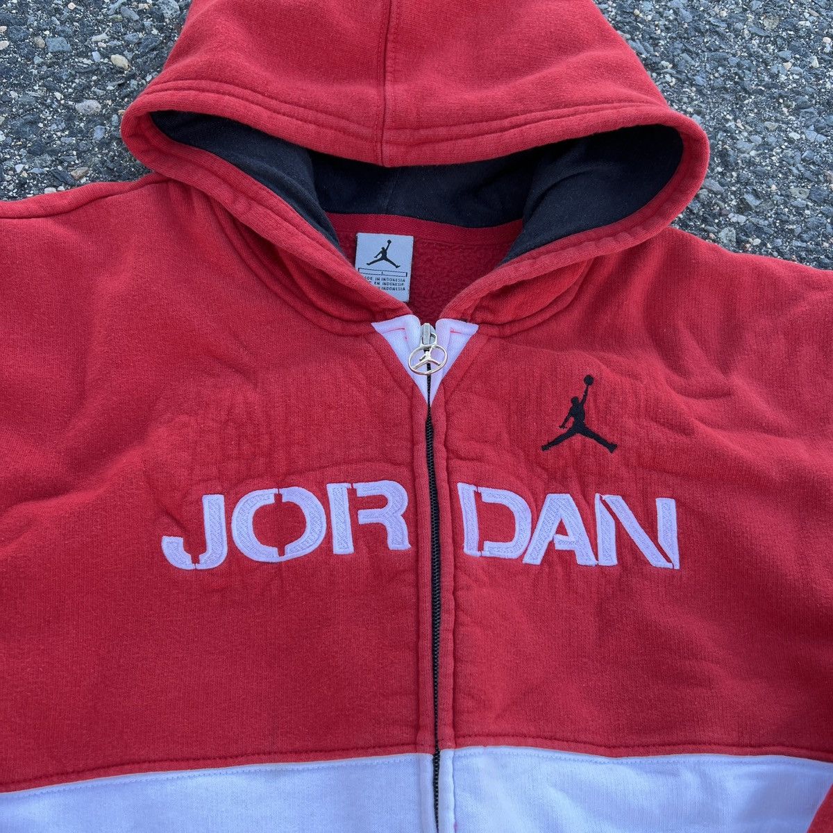 Jordan Brand Jordan Spell Out Zip Up Hoodie Sweatshirt Red Black Size US L / EU 52-54 / 3 - 1 Thumbnail