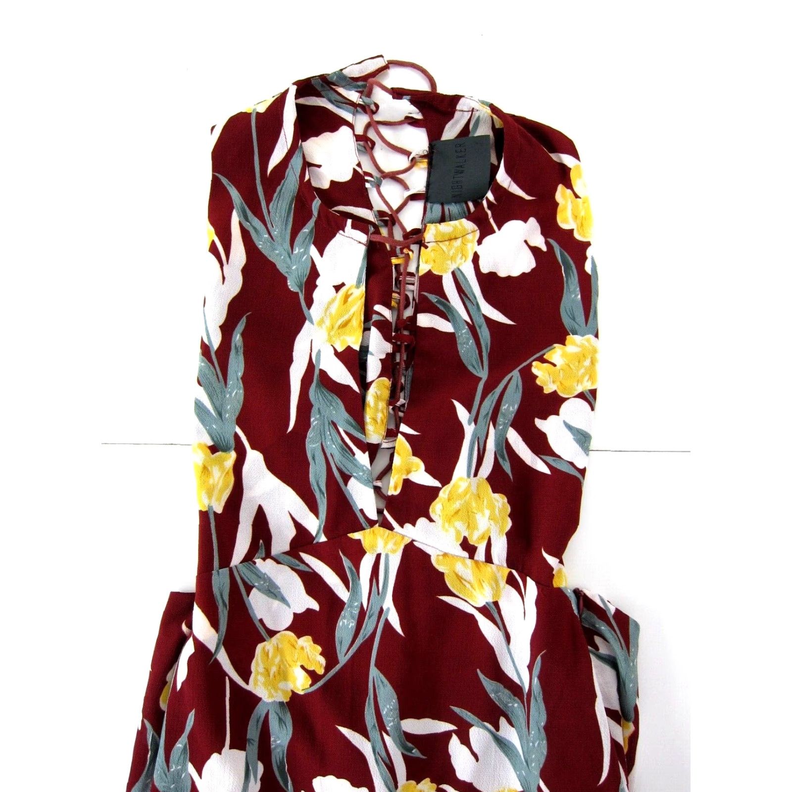 Vintage Nightwalker Floral Maxi Tank Dress L Nightwalker Rayon Red Green Yellow High Neck Long Large Adult Women Size L / US 10 / IT 46 - 4 Thumbnail