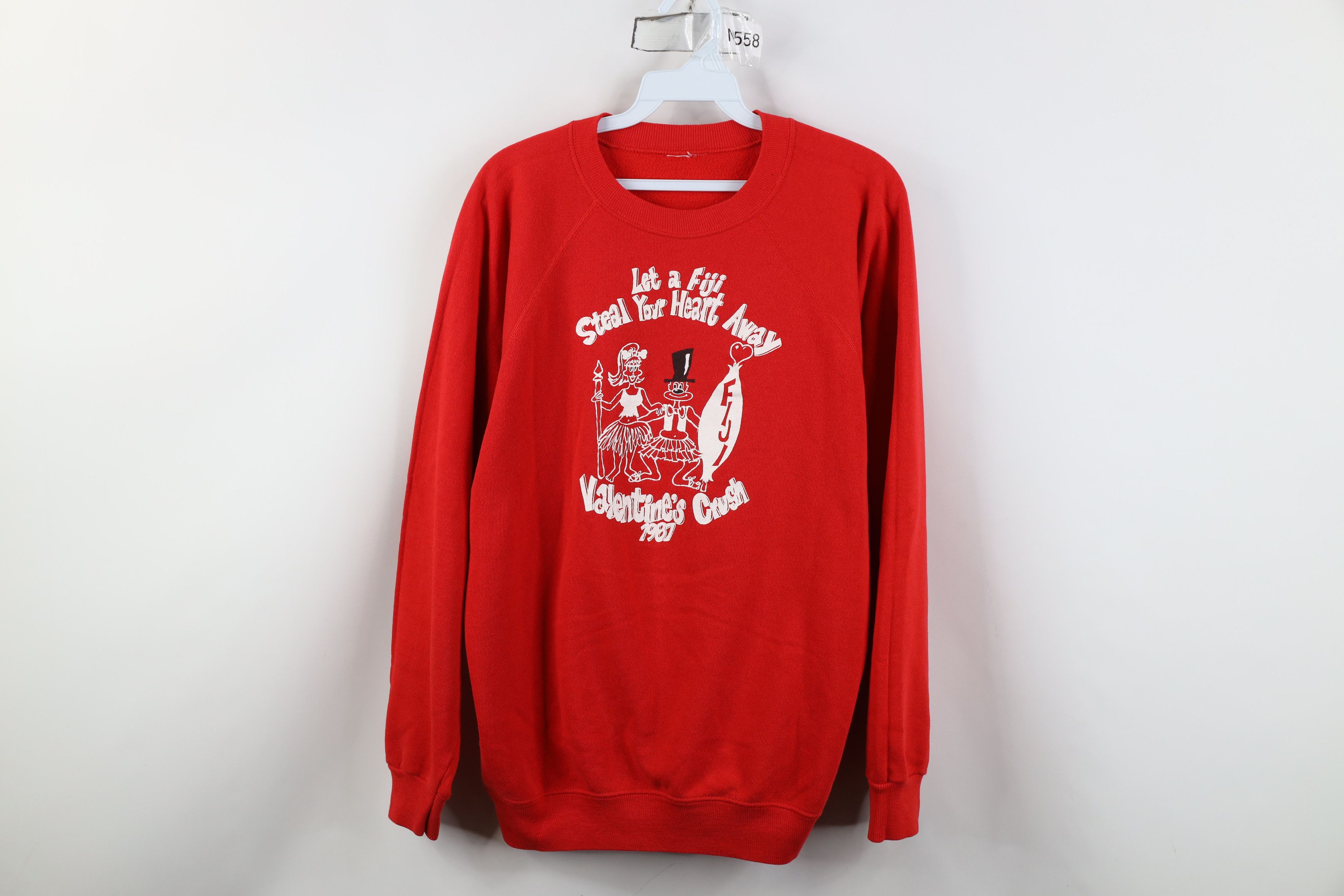 Vintage Vintage 80s Valentines Crush Let A Fiji Heart Sweatshirt Size XL / US 12-14 / IT 48-50 - 1 Thumbnail