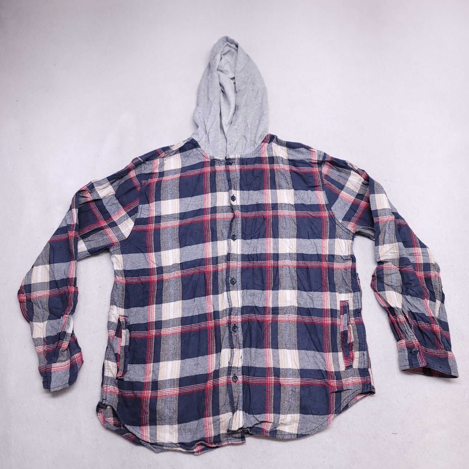 Pacsun PacSun Casual Button Up Hoodie Mens Size Large L Blue Plaid Size US L / EU 52-54 / 3 - 2 Thumbnail