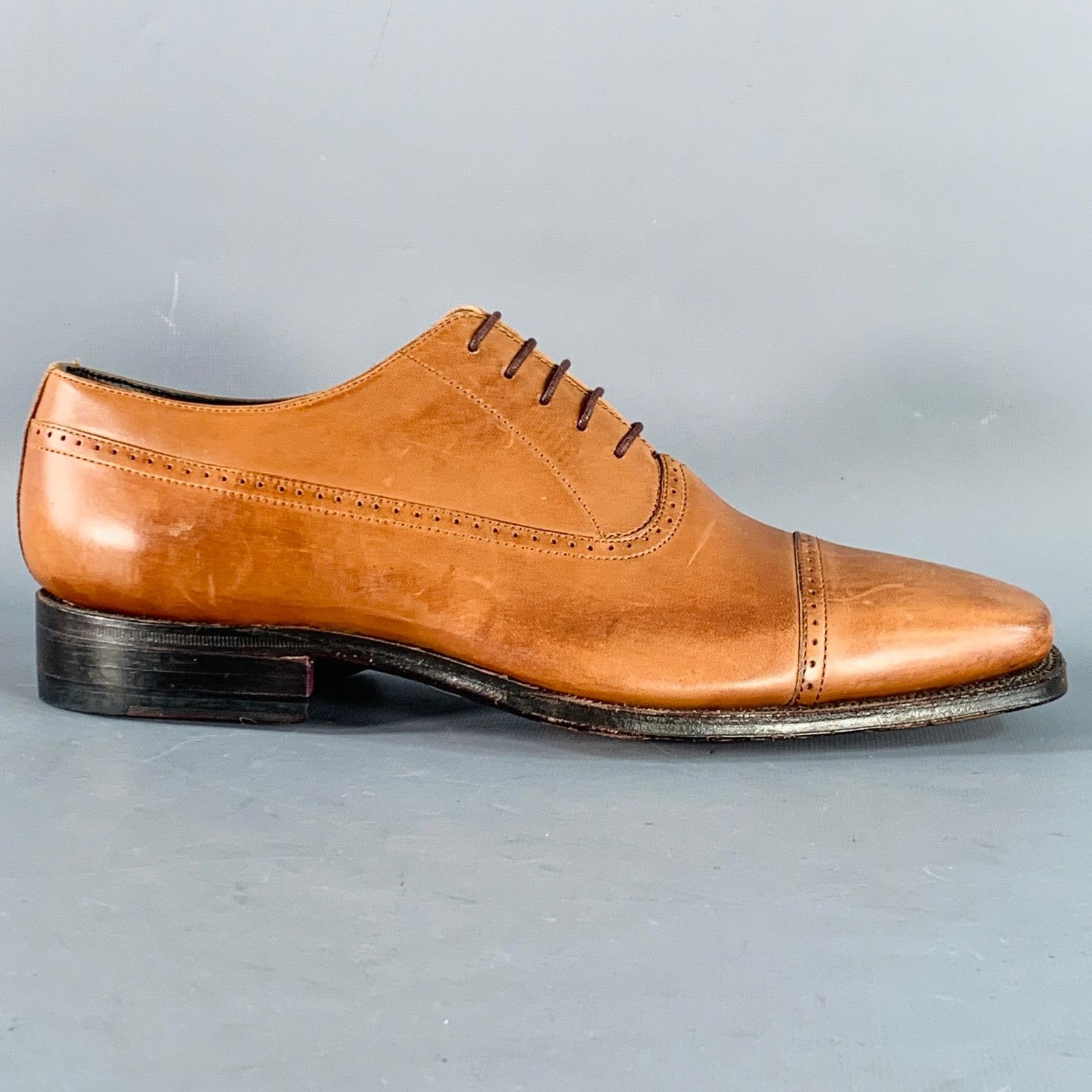 Paul Smith Size 8 Tan Perforated Leather Oxford Cap Toe Lace-Up Shoes Size US 8 / EU 41 - 2 Thumbnail