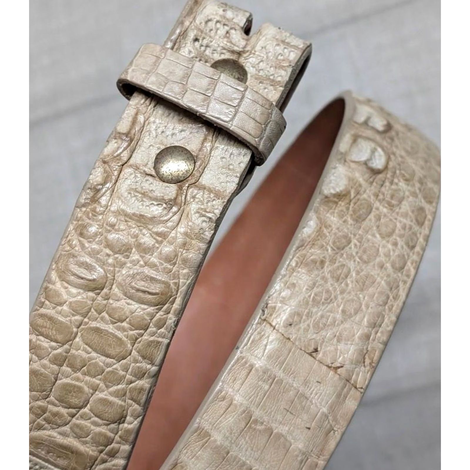 Vintage VINTAGE USA made GENUINE CROCODILE buckle belt 34 leather lined WESTERN cowboy Off-White Mens Size 34 - 2 Thumbnail