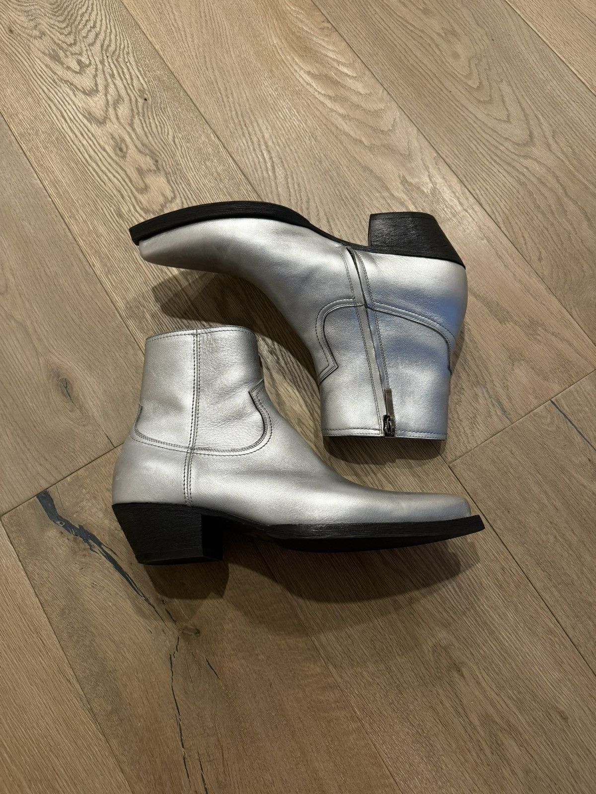Saint Laurent Paris FW19 Saint Laurent Silver Lukas Boots Size US 10.5 / EU 43-44 - 4 Thumbnail