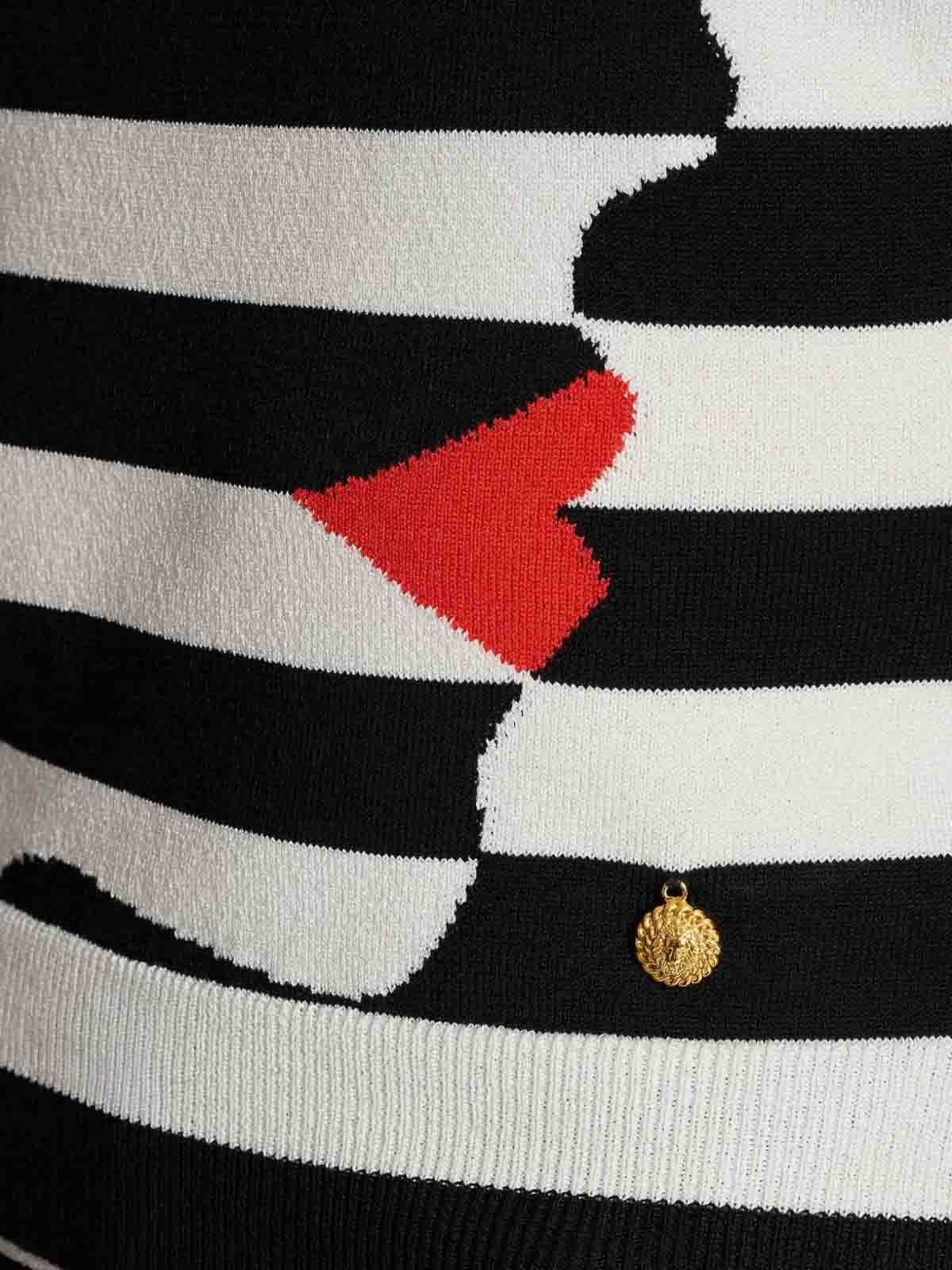 Balmain o1s1wg110526 Face Marinire Knitted Top Black and White Size L / US 10 / IT 46 - 4 Thumbnail