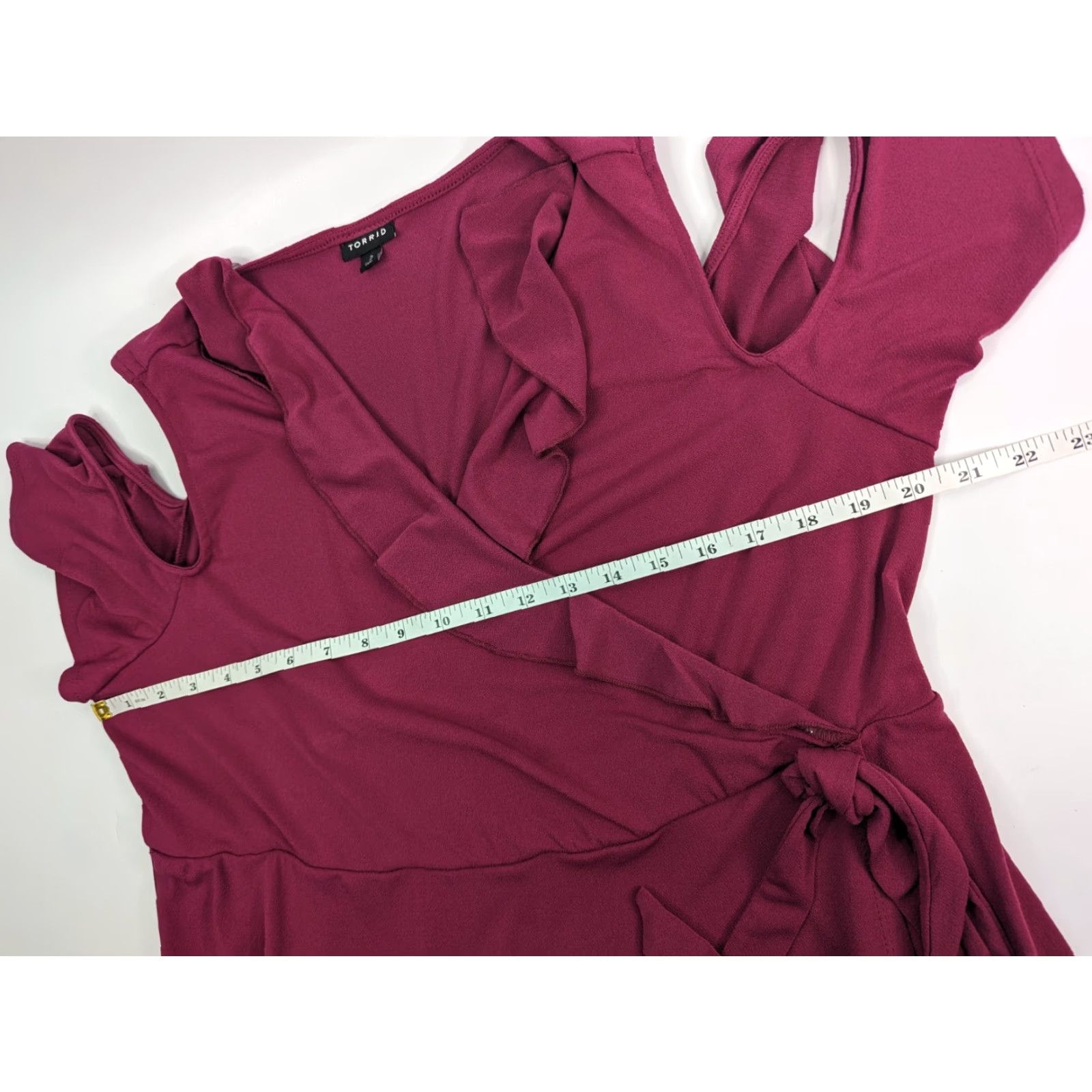 Torrid Torrid Boysenberry Mini Wrap Dress V-Neck Short Sleeve Tie 2 Plus size Womens Size XS / US 0-2 / IT 36-38 - 5 Thumbnail