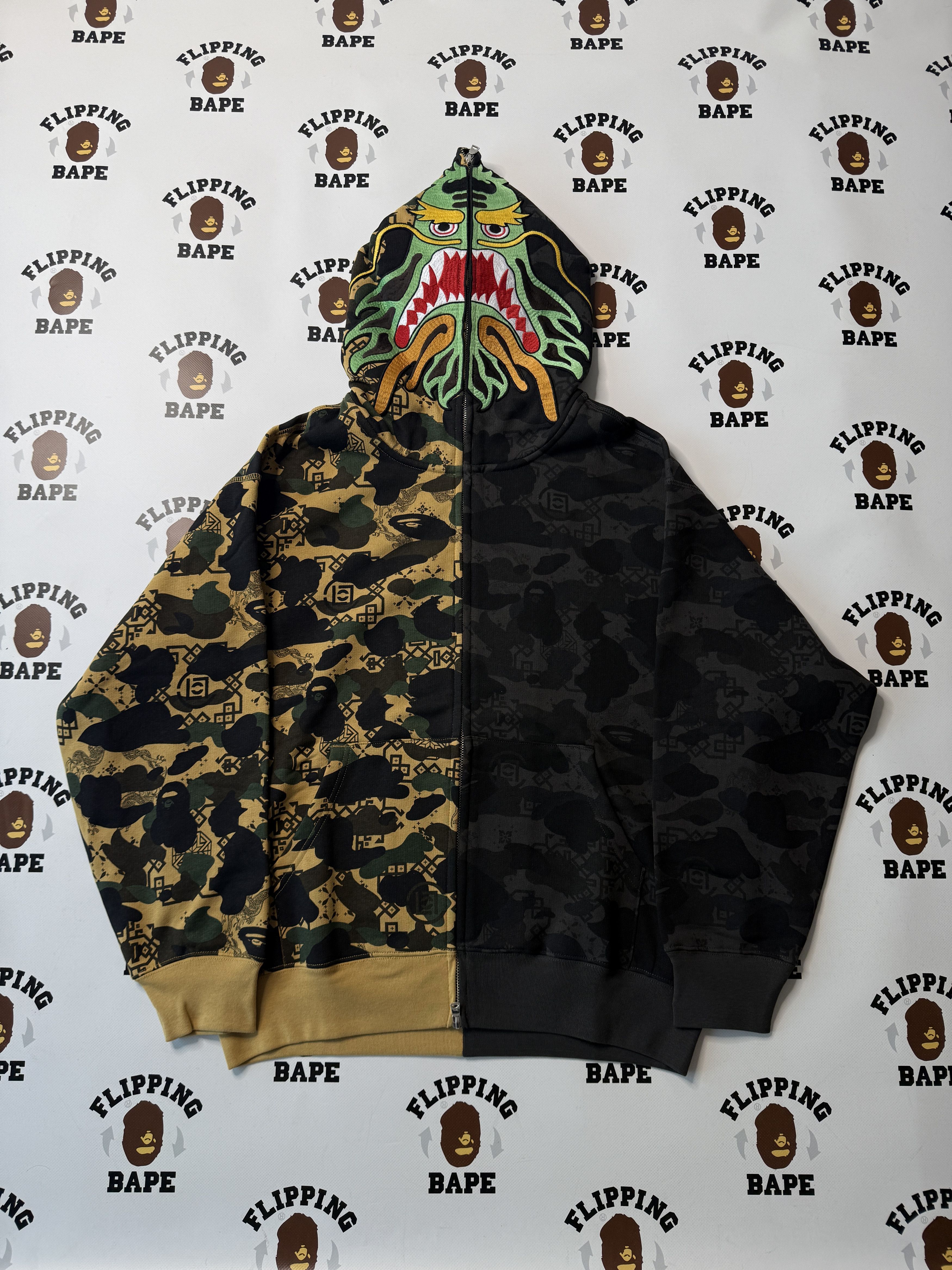Bape × Neighborhood BAPE X NBHD TRIAL CAMO TWO FACE HALF ZIP