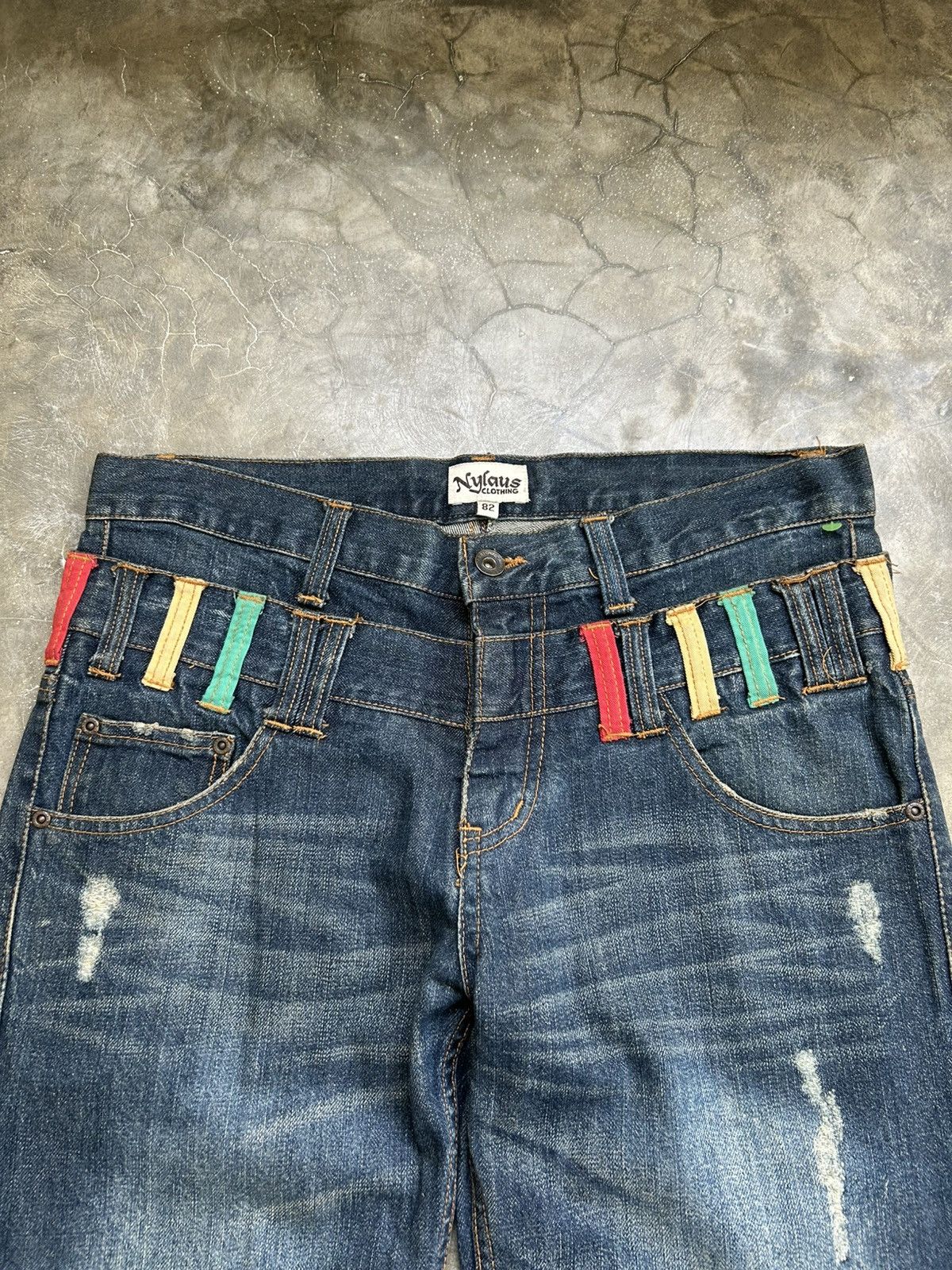 Japanese Brand Nylaus Jeans Double Waist Distressed Pant Size 32 Size US 32 / EU 48 - 4 Thumbnail
