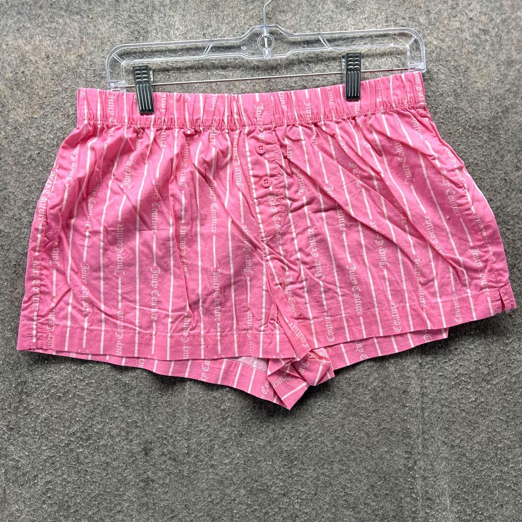 Juicy Couture Juicy Couture Sleep Shorts Womens Medium Pink Striped Logo Print Lounge Size 32" / US 10 / IT 46 - 2 Thumbnail