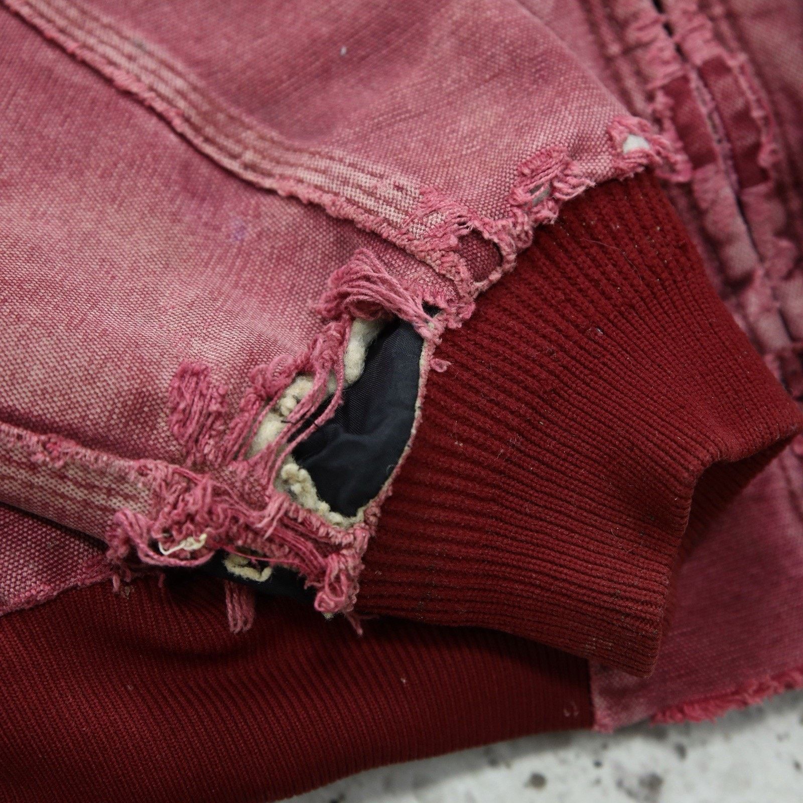 THRASHED Vintage Carhartt J68 CRI Crimson Faded Red Jacket