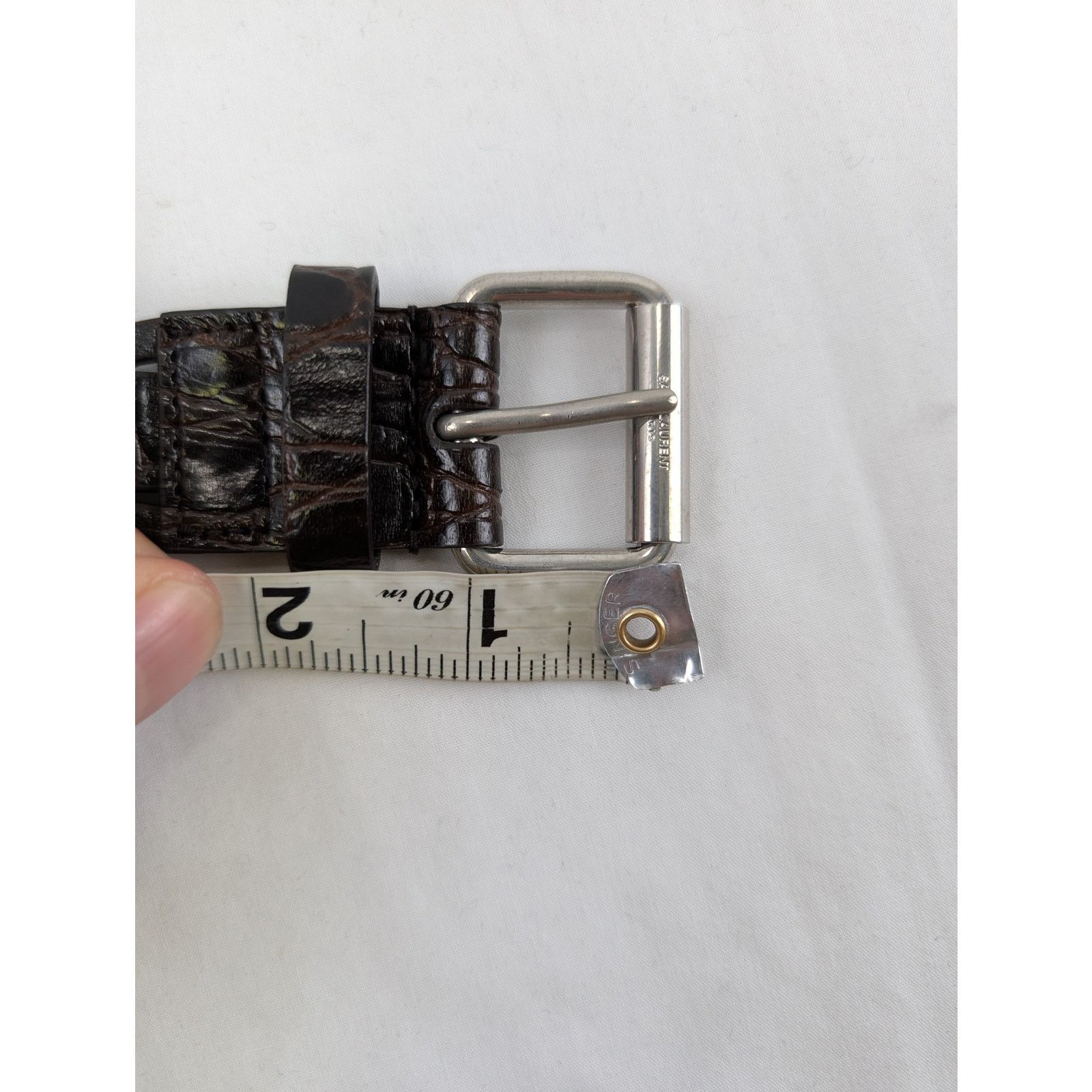 Saint Laurent Paris o1rshd1 Size: 100 / Motorcycle Buckle Belt Croc Embossed Size 40 - 5 Thumbnail