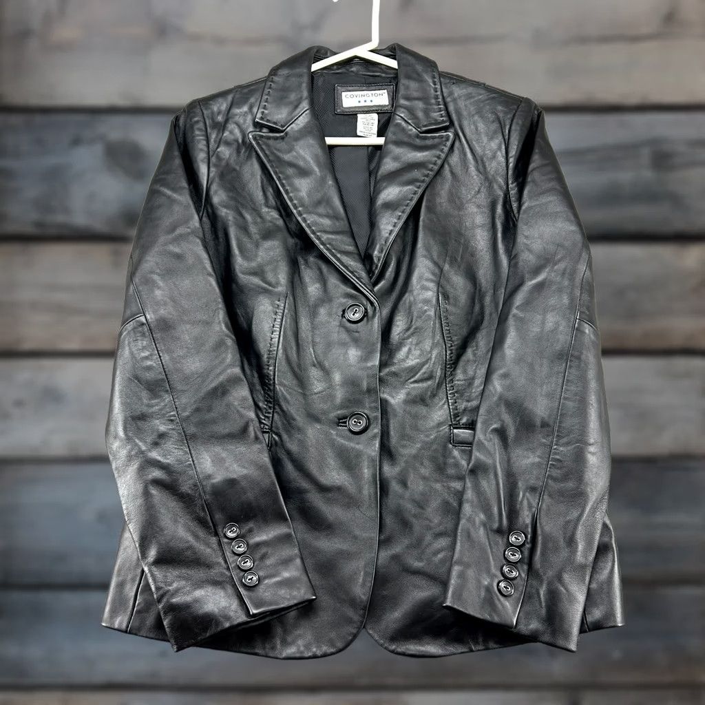Vintage VINTAGE Convington Jacket Womens M Black Coat Lined Genuine Leather Blazer 90s Size M / US 6-8 / IT 42-44 - 1 Thumbnail