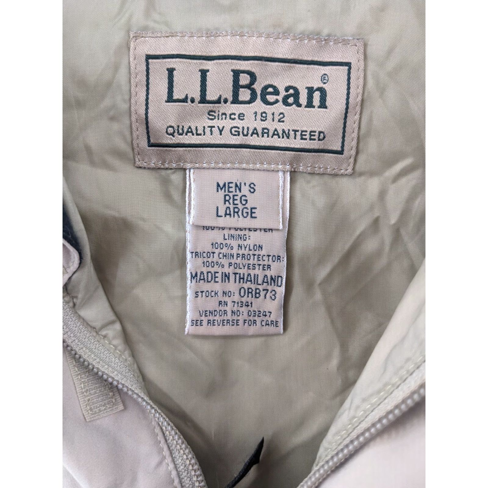 Vintage LL Bean Jacket Mens Large Beige Full Zip Up Windbreaker Coat Shirt? Size US L / EU 52-54 / 3 - 7 Thumbnail