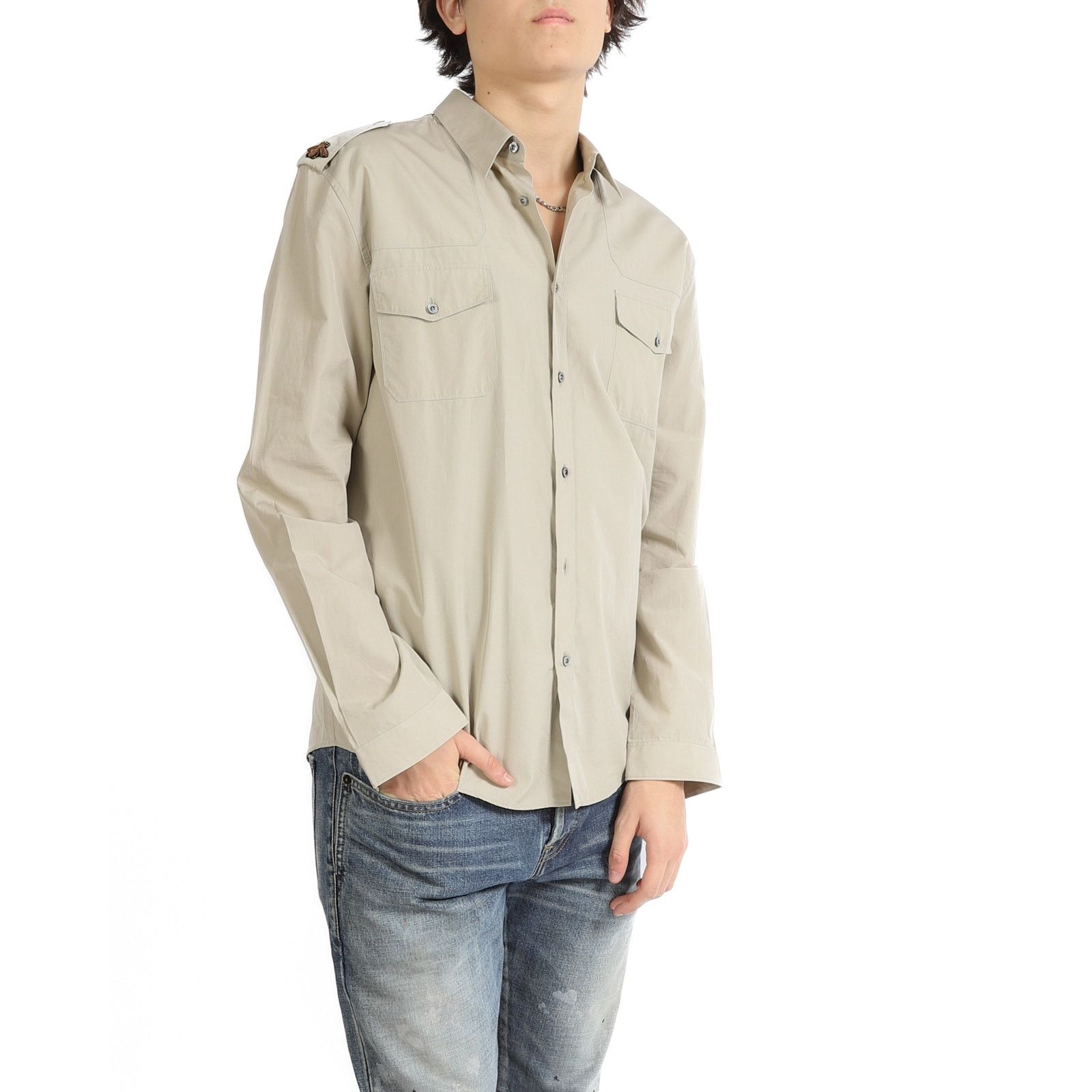 Gucci FW16 Metal Cat Applique Beige Workwear Shirt Size US M / EU 48-50 / 2 - 6 Thumbnail