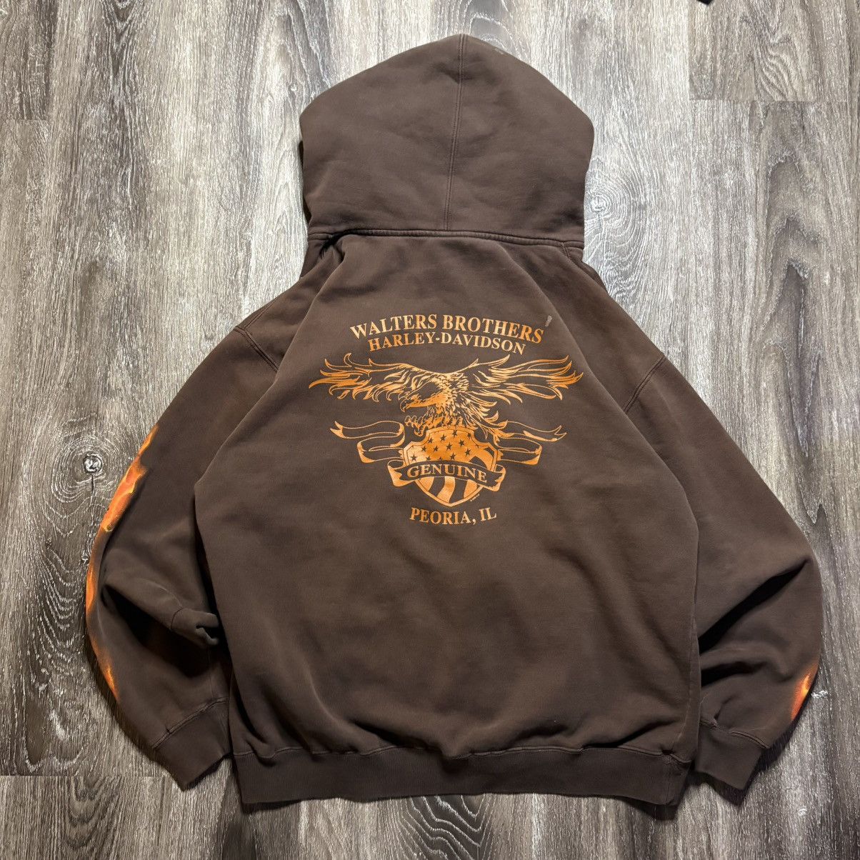 Harley Davidson Y2K Harley Davidson Flame Sleeve Zip Up Hoodie Size US L / EU 52-54 / 3 - 3 Thumbnail