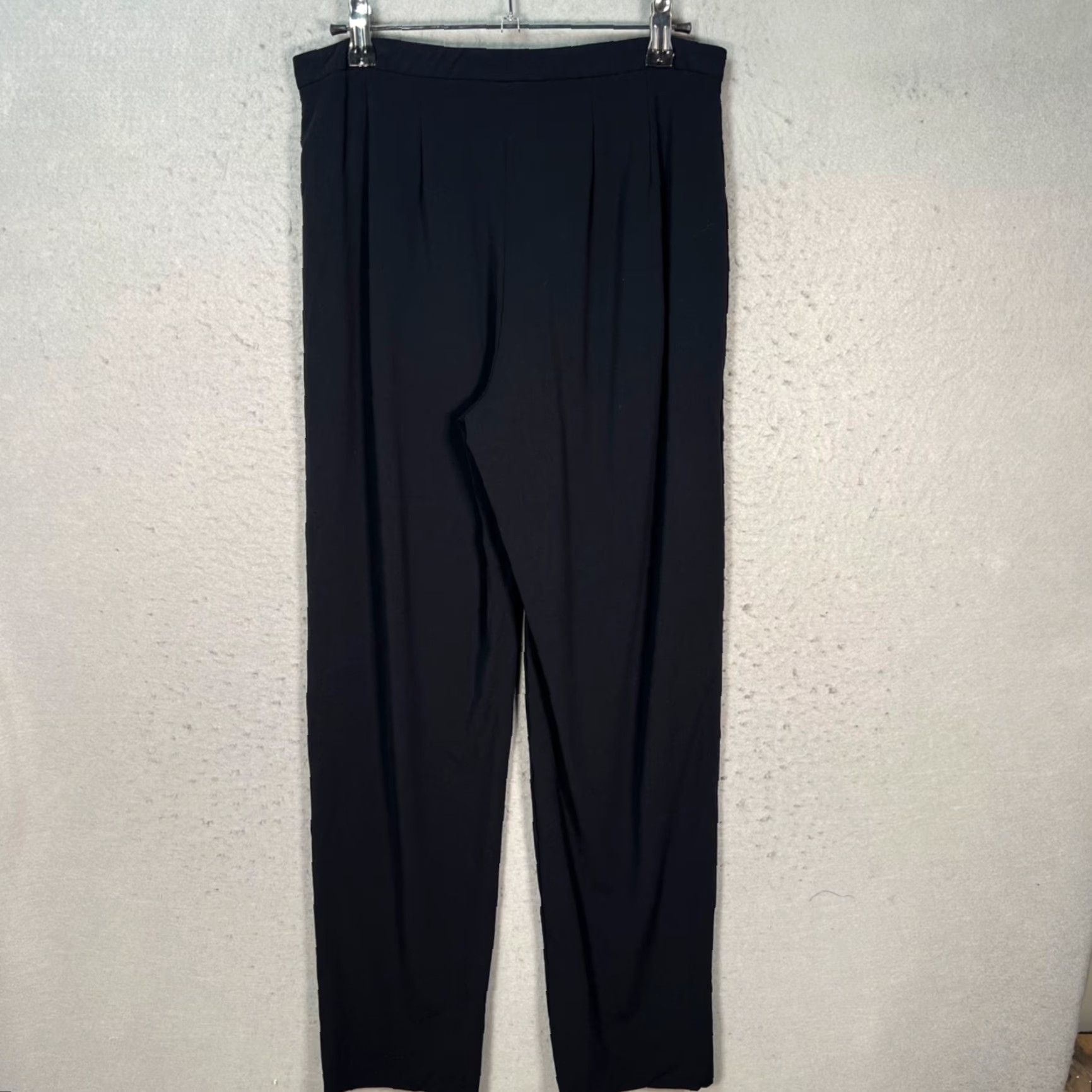 Giorgio Armani Giorgio Armani Womens Size 40 Black Wool-Blend Pleated Pants Made In Italy Size 27" / US 4 / IT 40 - 2 Thumbnail