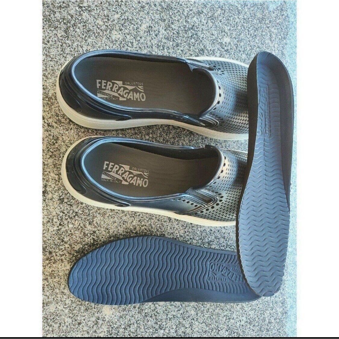 Salvatore Ferragamo Salvatore Ferragamo Perforated Fury Navy Blue Rubber Boat Sh Size US 9 / EU 42 - 9 Thumbnail
