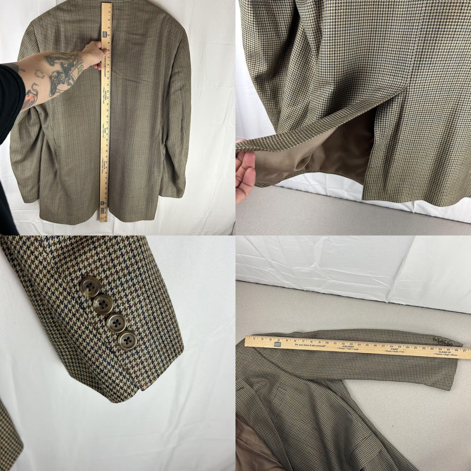 Chaps Chaps Sport Coat Silk 100% Brown Houndstooth 48L Single-Breasted Two-Button Jacket Mens Size US M / EU 48-50 / 2 - 9 Thumbnail