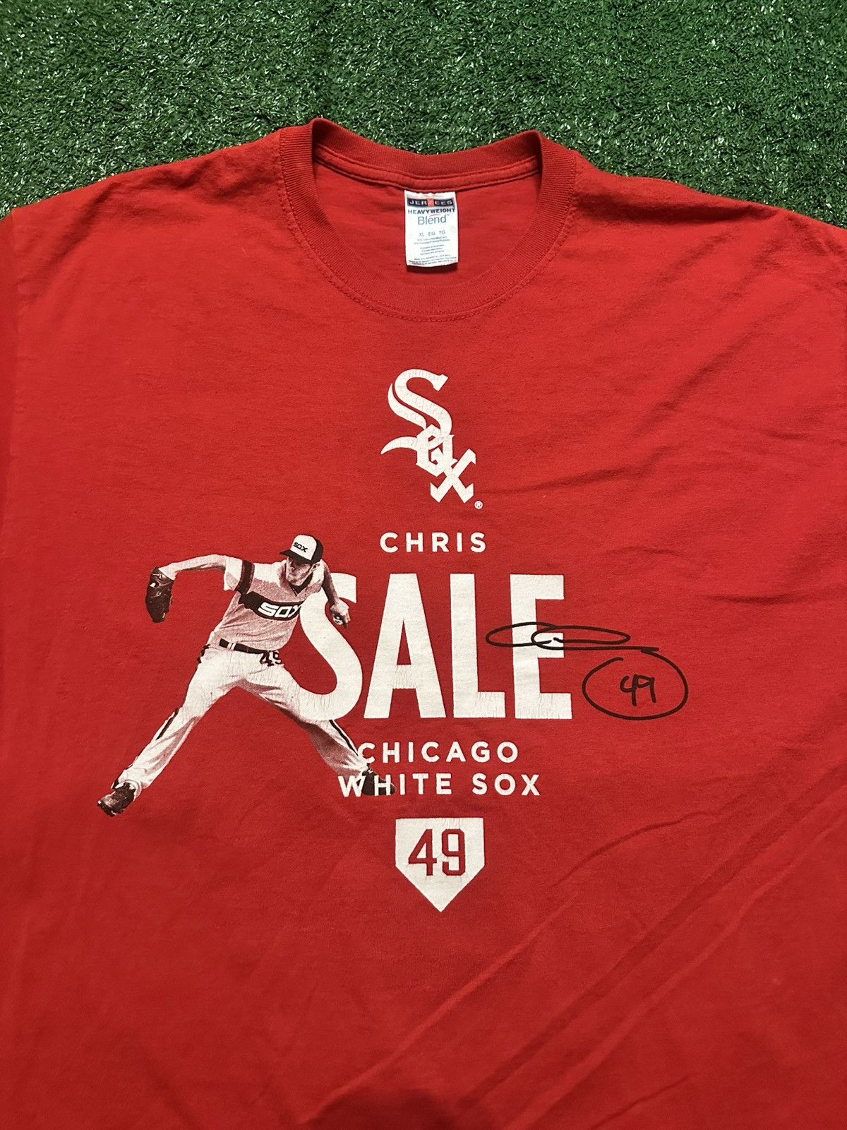 Jerzees Vintage Y2K MLB Chicago White Sox Chris Sale Baseball Shirt Size US XL / EU 56 / 4 - 2 Thumbnail