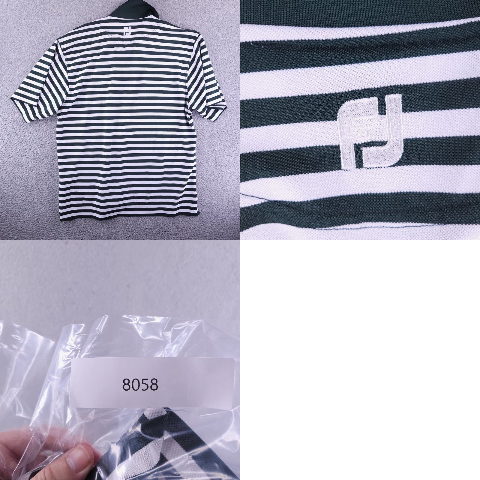 Footjoy FootJoy Polo Shirt Mens L Green White Stripe Short Sleeve Golf Shirt Size US L / EU 52-54 / 3 - 9 Thumbnail