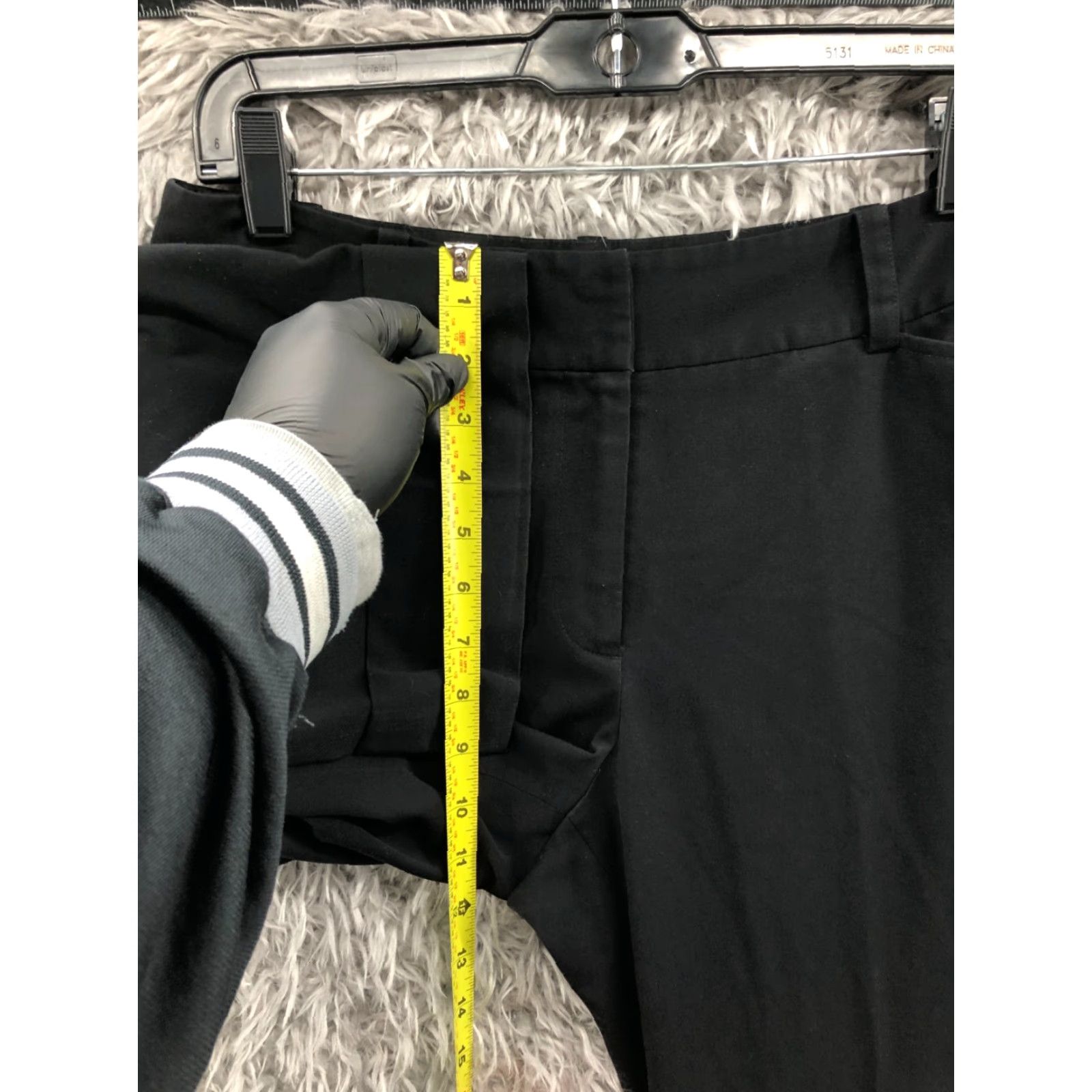 H&M Loft Black Slack Trouser Pants Womens Size 6 Mid Rise Knit Polyester Straight Front Casual Formal Size 28" / US 6 / IT 42 - 4 Thumbnail