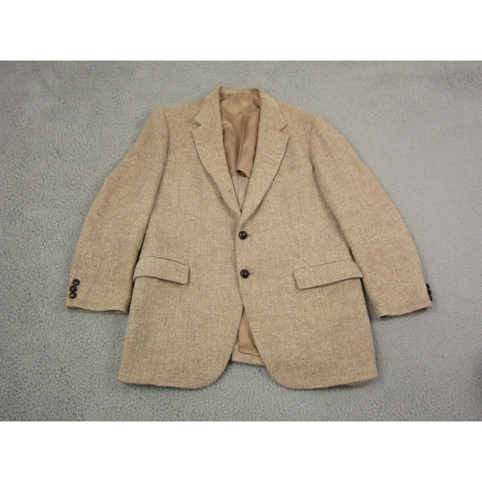 Harris Tweed VINTAGE Harris Tweed Blazer Jacket Mens 40-42 Brown 100% Wool Wool Tweed Herringbone Two-Button 80s 90s Sports Mens Brown Harris Tweed Jacket Size 40R - 2 Thumbnail