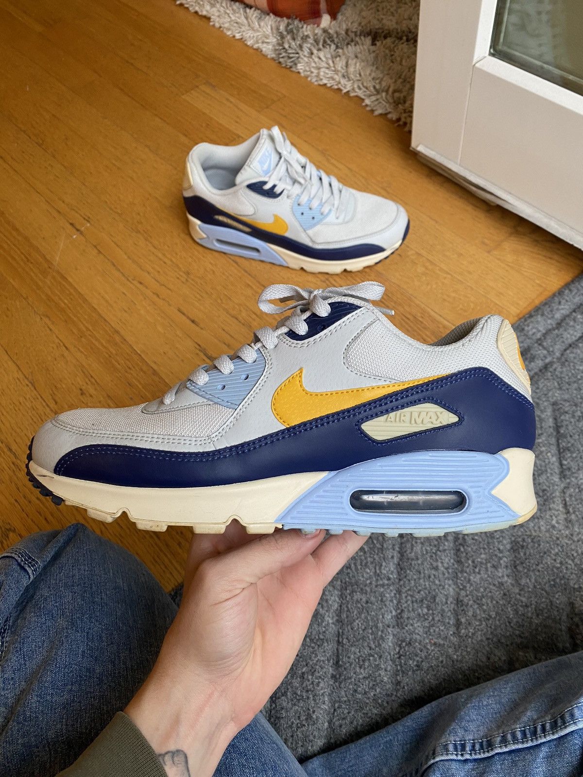 Nike Nike Air Max 90 Pure Platinum Blue Void Size US 9.5 / EU 42-43 - 13 Thumbnail