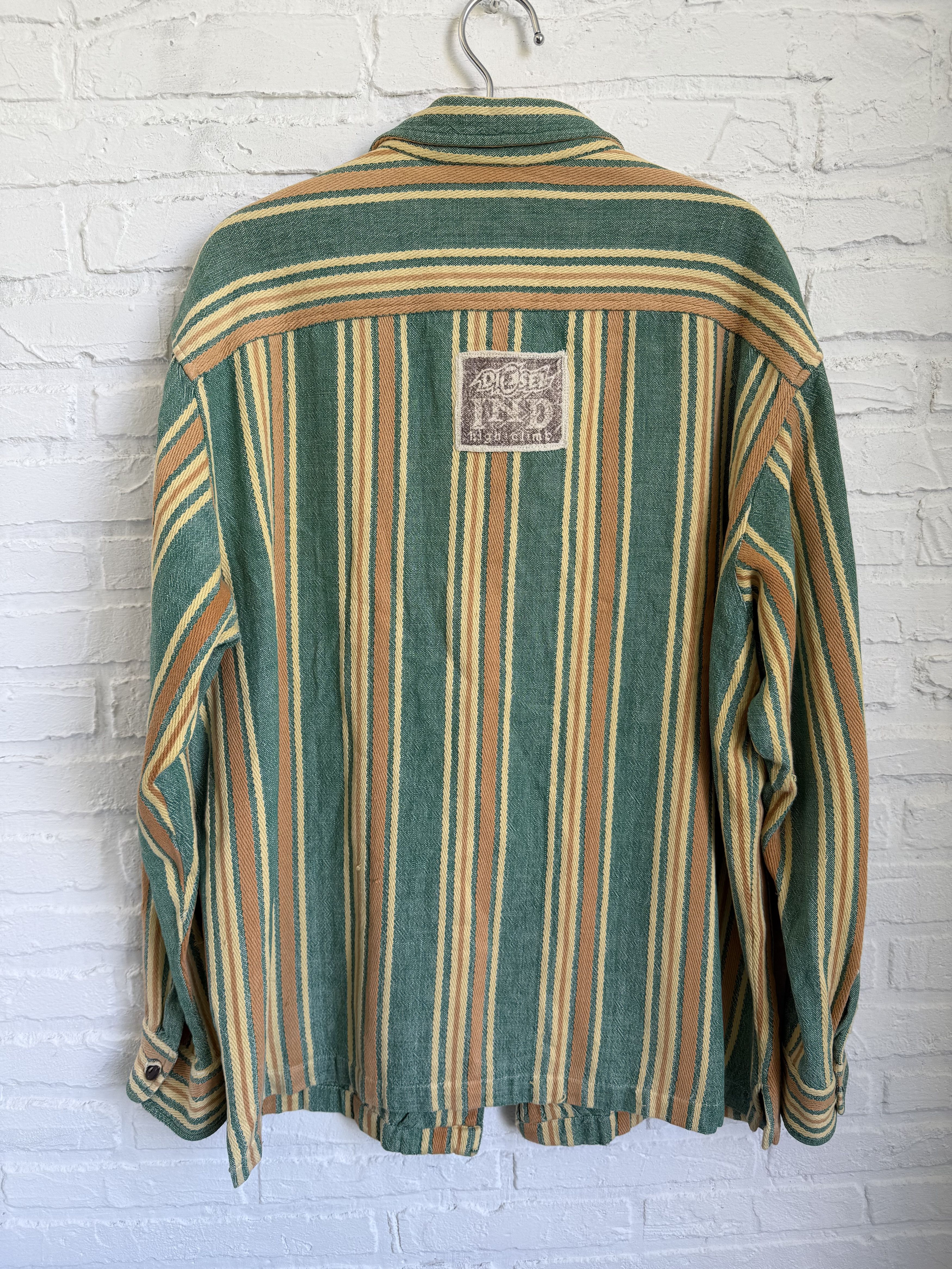 Diesel × Japanese Brand × Vintage Vintage 90s Diesel J&W Workshirt striped overshirt Size US M / EU 48-50 / 2 - 11 Thumbnail
