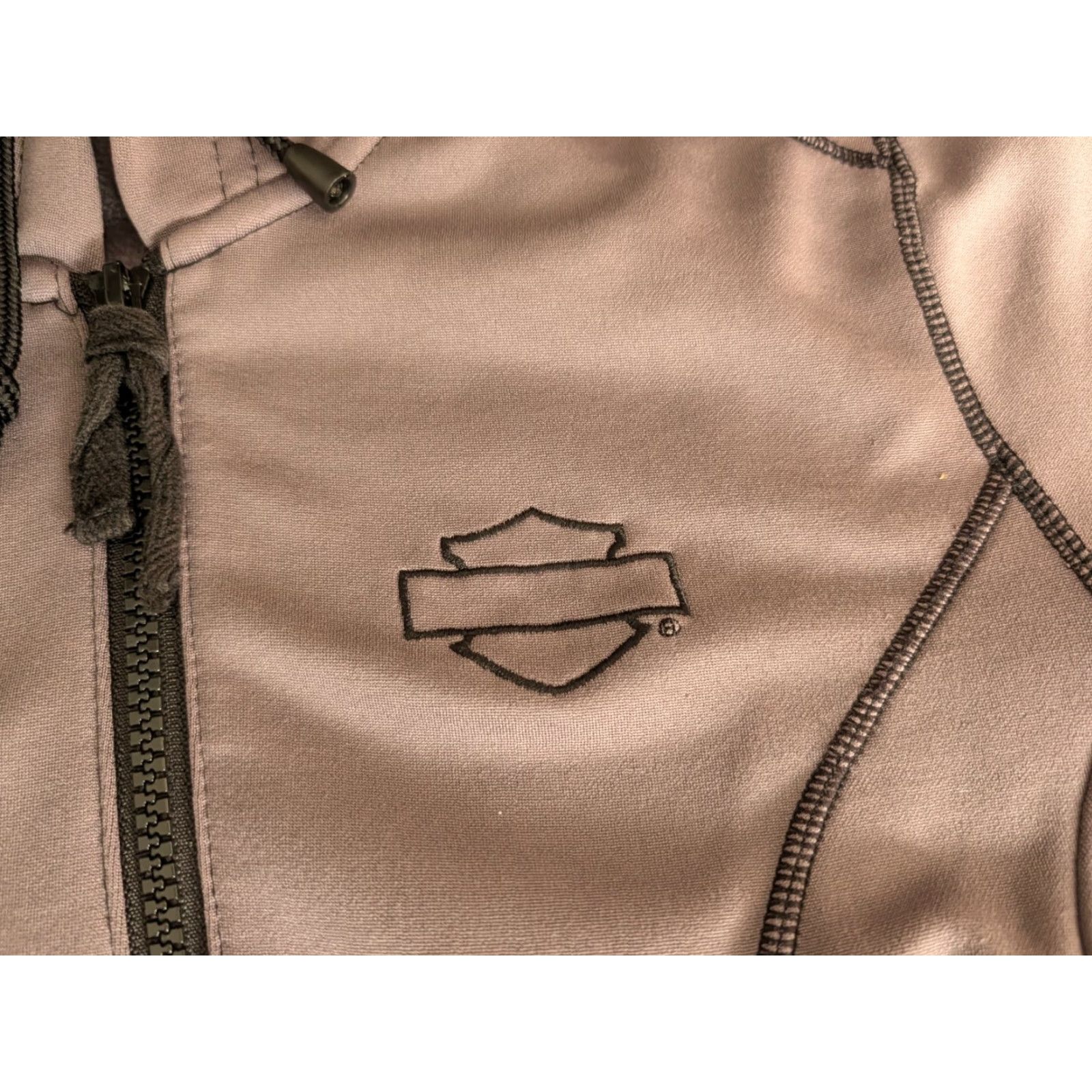 Harley Davidson VINTAGE Harley-Davidson Jacket Womens S Hooded Full Zip Motorcycle Biker Softshell Gray Size S / US 4 / IT 40 - 7 Thumbnail