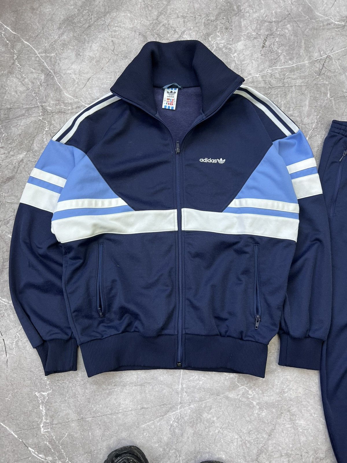 Designer × Vintage VINTAGE RETRO WEST GERMANY ADIDAS BLUE SUIT JACKET+pants Size US M / EU 48-50 / 2 - 4 Thumbnail