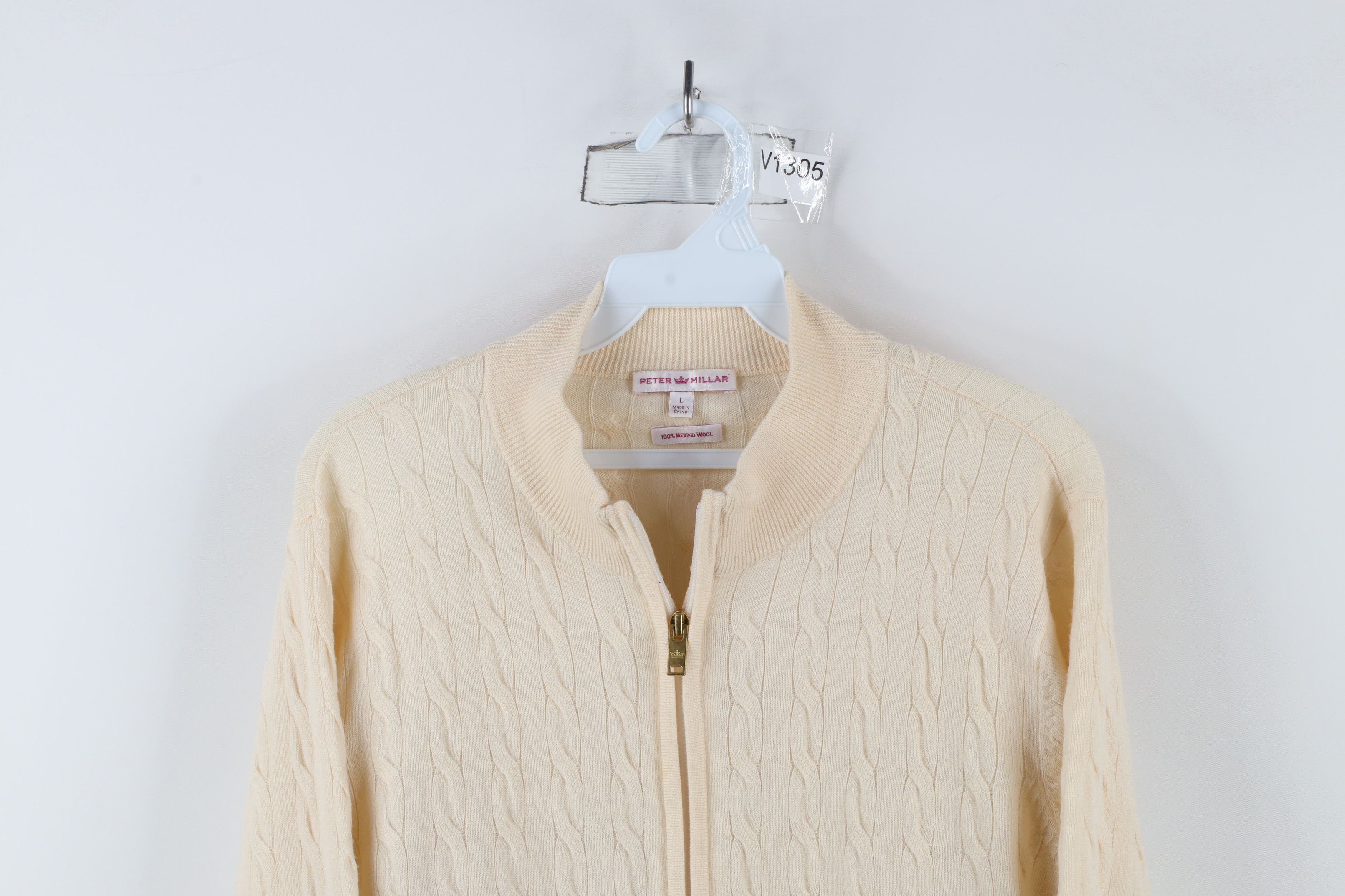 Vintage Peter Millar Merino Wool Cable Knit Zip Cardigan Sweater Size L / US 10 / IT 46 - 2 Thumbnail